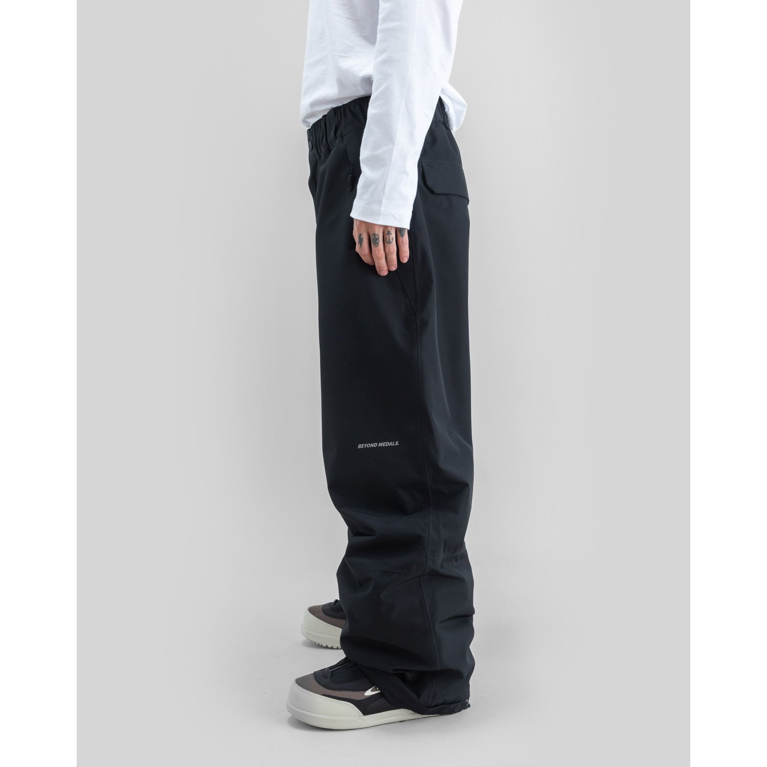 Hose, Schwarz, Jogginghose, Cargo-Tasche, Elastischer Bund