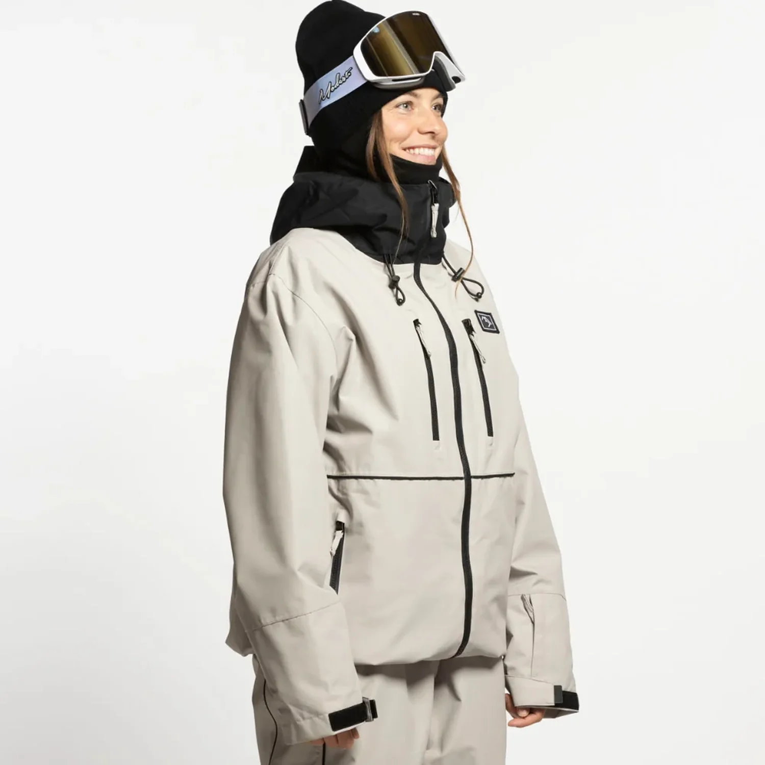 Apex Full Zip Jacket Veste de ski, gris clair, capuche, poches zippées, jupe pare-neige