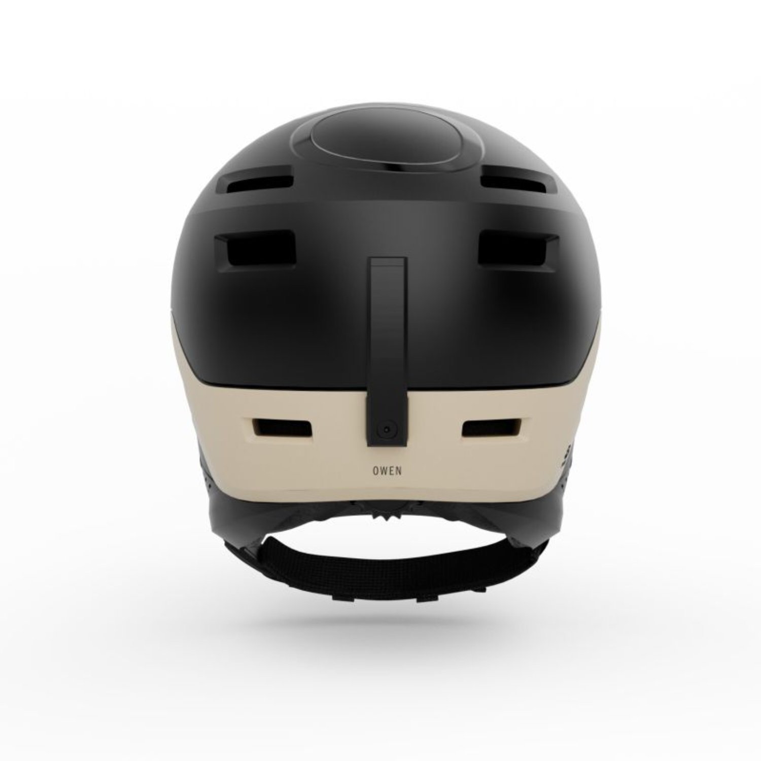 Owen Spherical Helmet ski helmet, schwarz, beige Innenausstattung, verstellbares Riemenband, Belüftungsöffnungen
