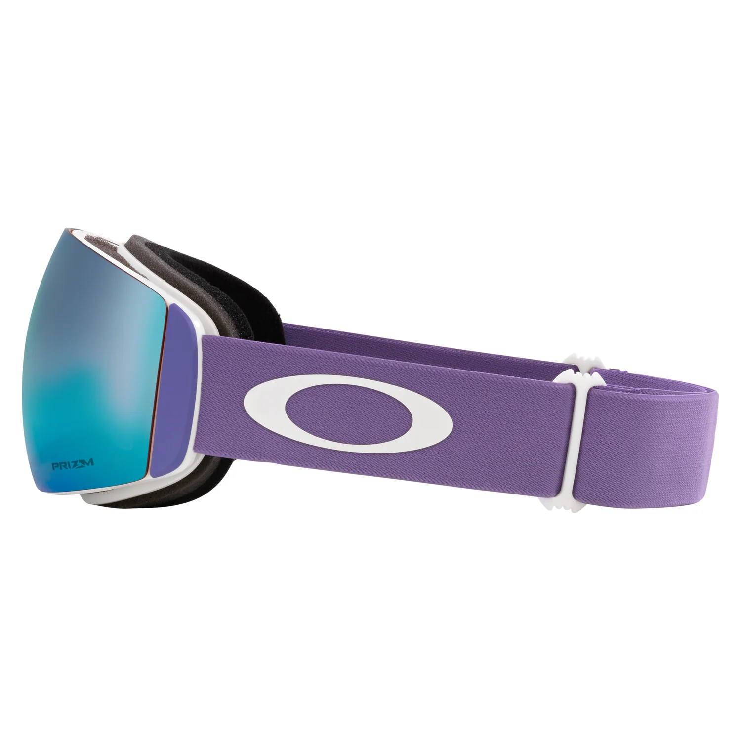 Lunettes de ski, verres miroités, lentilles turquoise, cordon violet, rembourrage en mousse