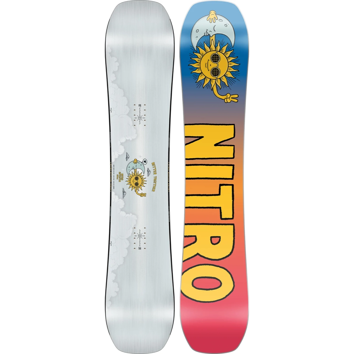 Skis, Schneeschuh, Snowboard mit Sonnen-Design, Bunte Grafik, Twin Tip, snowboard, Grafik, Sonnenmotiv, Verlauf, künstlerisch