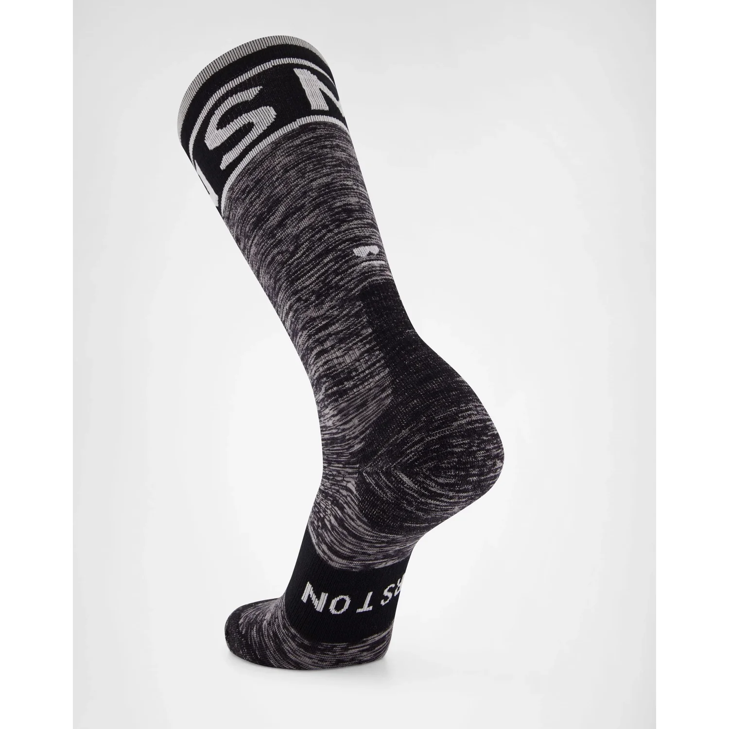 Sportsocke, Schwarz-grau meliert, Knöchelhoch, Gerippter Bund, Strickgewebe