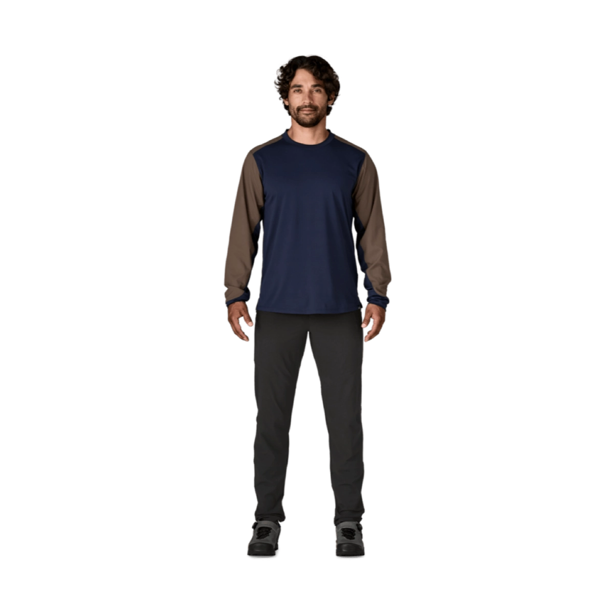 T-shirt à manches longues pour homme, haut bleu nuit, manches contrastées, t-shirt à manches longues, vêtements de loisirs sportifs