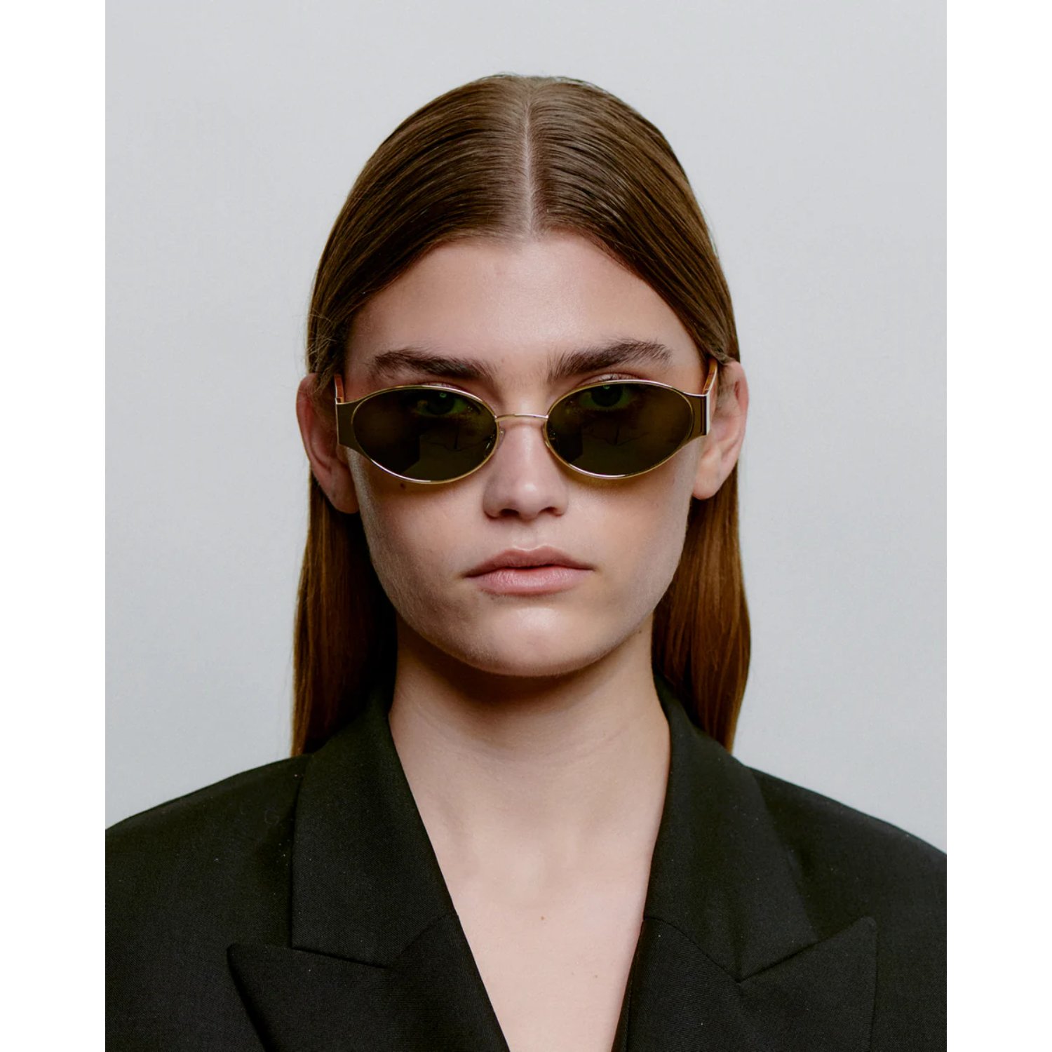 Lunettes de soleil, montres ?, forme ovale ?, monture métallique, verres foncés, noir Blazer