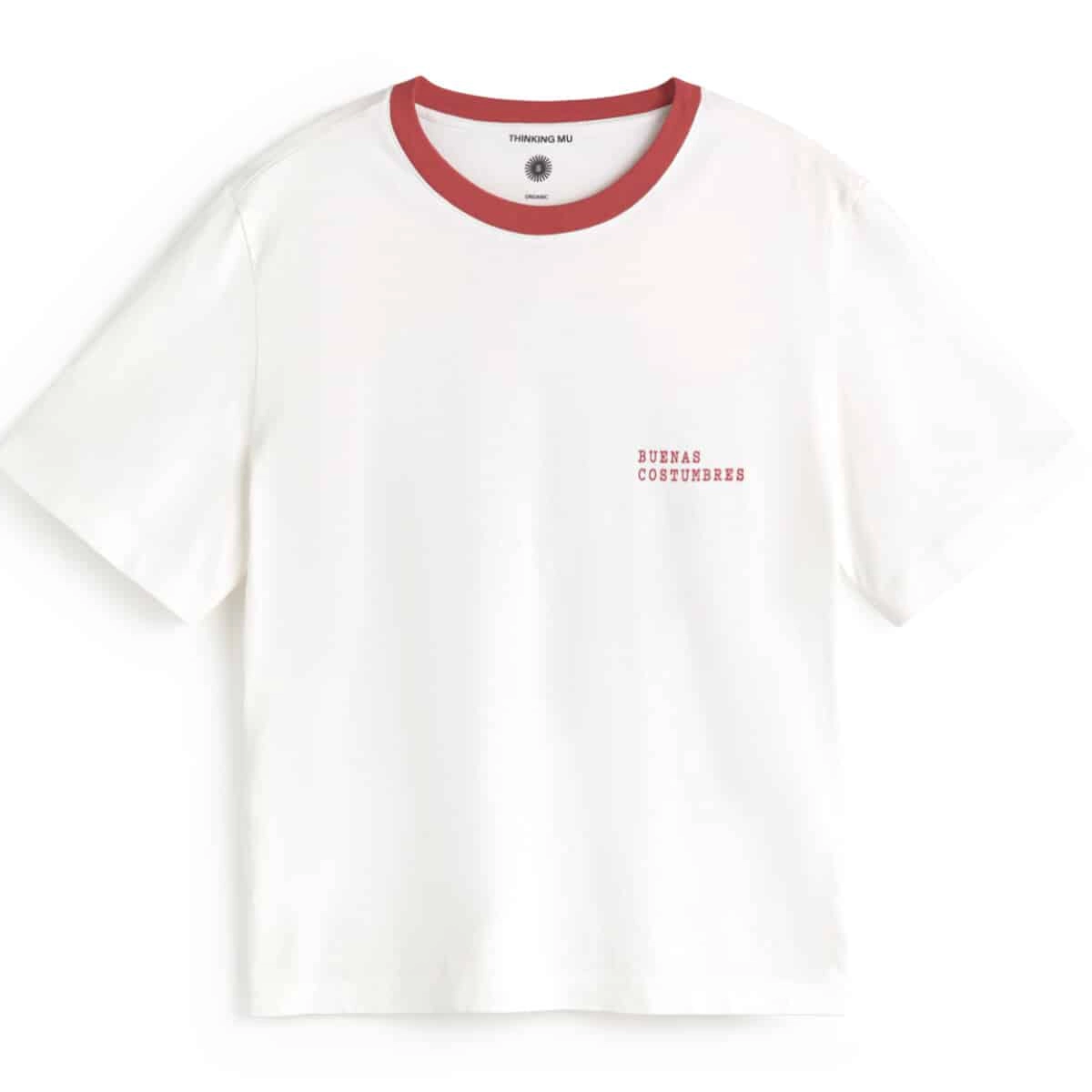 T-shirt, blanc, col rond, manches courtes, imprimé