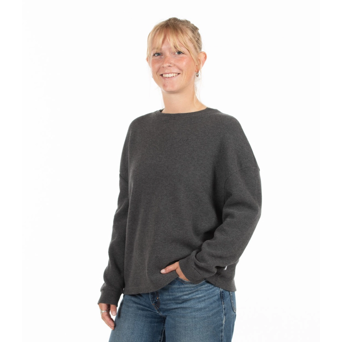 Waffle Crewneck Whatever Man Waffle Crewneck Darkgrey Melange