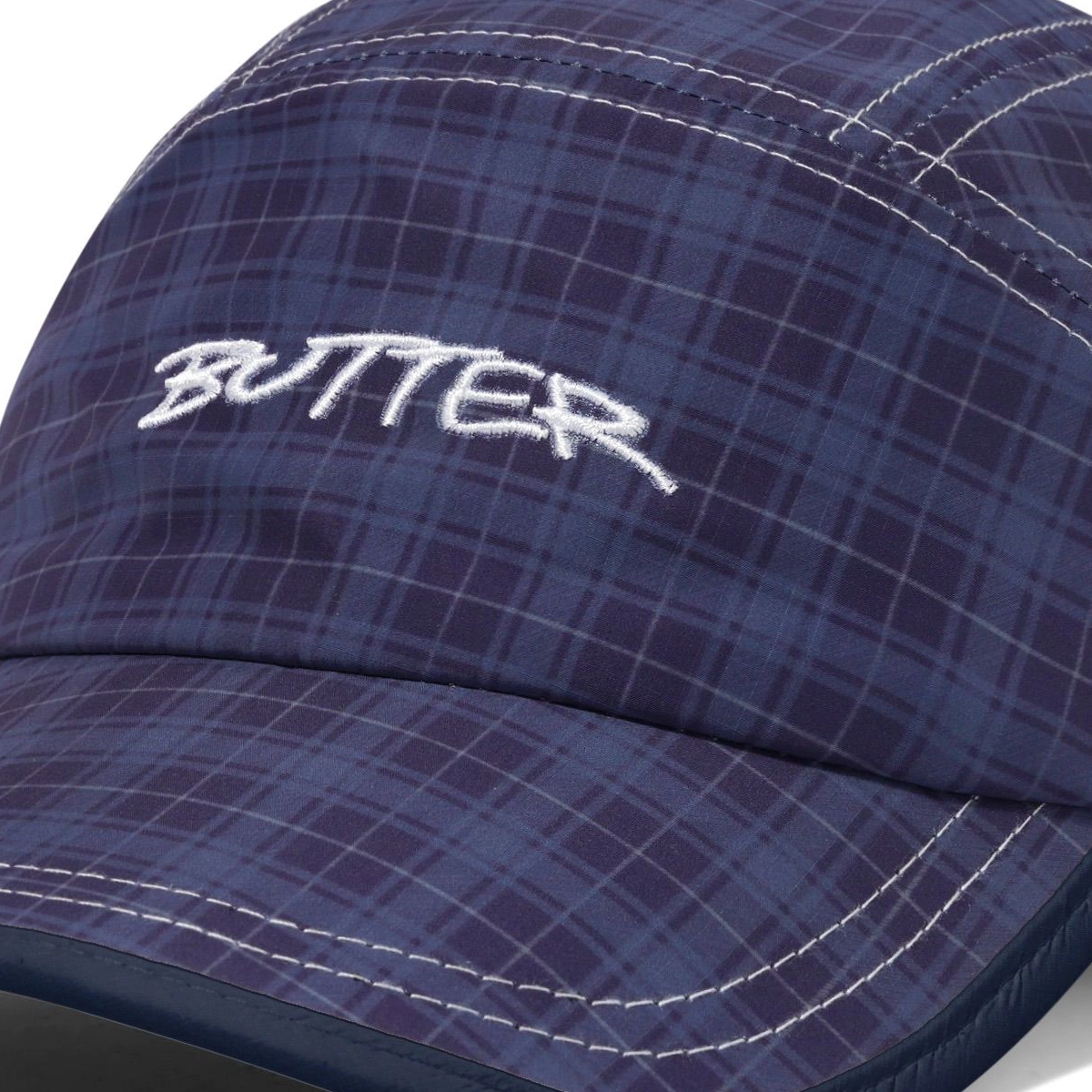 Casquette de baseball, motif (à carreaux), bleu marine, broderie, bordure brodée