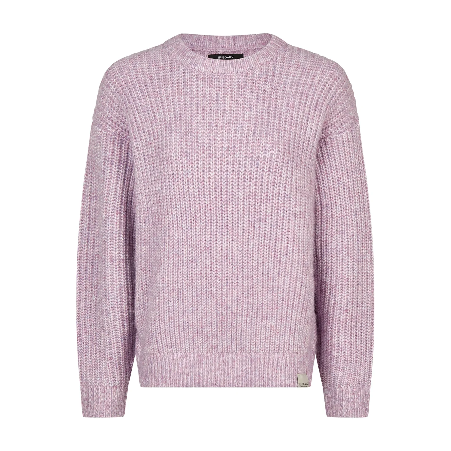Hairiette Knit Strickpullover, Rundhalsausschnitt, Rippstrick, Rosa meliert, Langarm