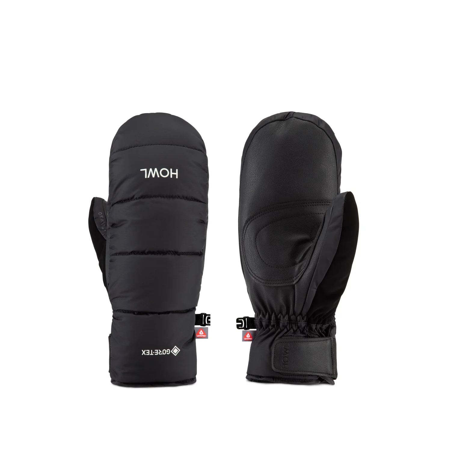 Down Gore-Tex Mitt Gants, hiver, fermeture magnétique, noir, protection pour les mains, gants de ski, moufles, noir, GORE-TEX, bordure en cuir