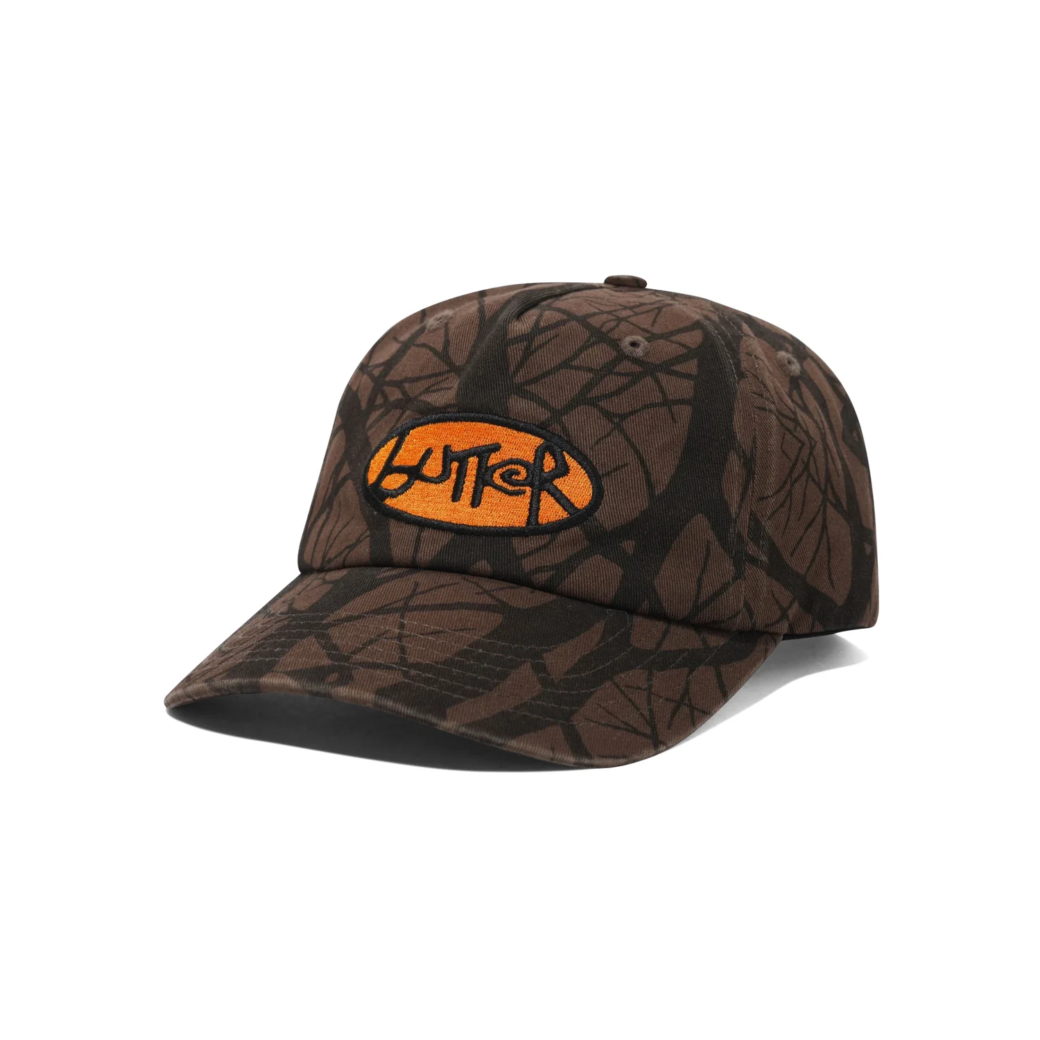 Abseil 5 Panel Cap Baseballkappe, Tarnmuster, Braun, Gebogener Schirm, Aufnäher