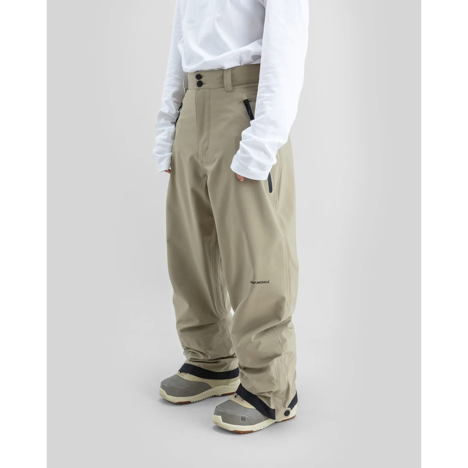 Skihose, Beige, Weites Bein, Verstellbarer Bund, Schneefang