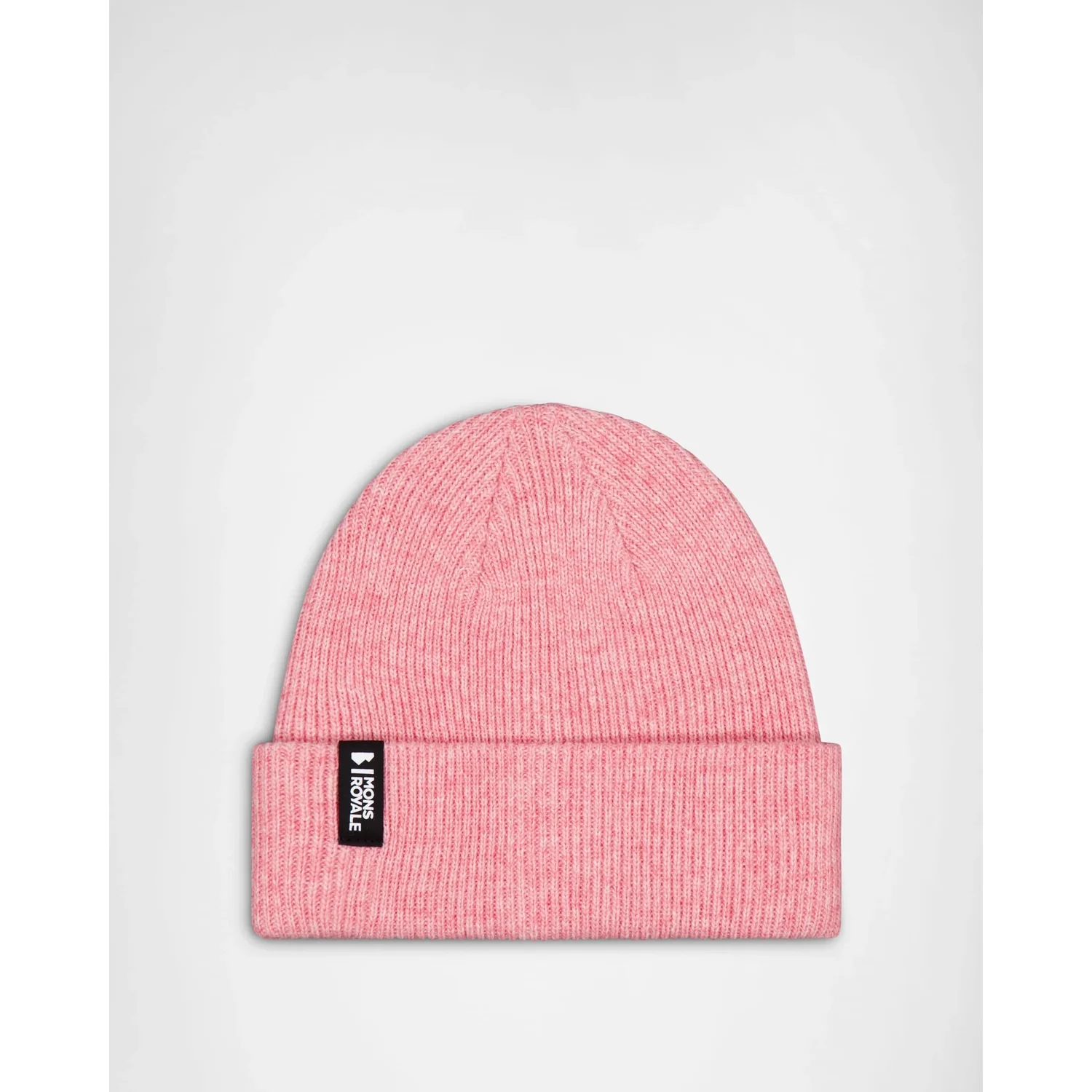 Chunky Logger Mer. Beanie Strickmütze, Rosa, Rippstrick, Umschlag, Meliert