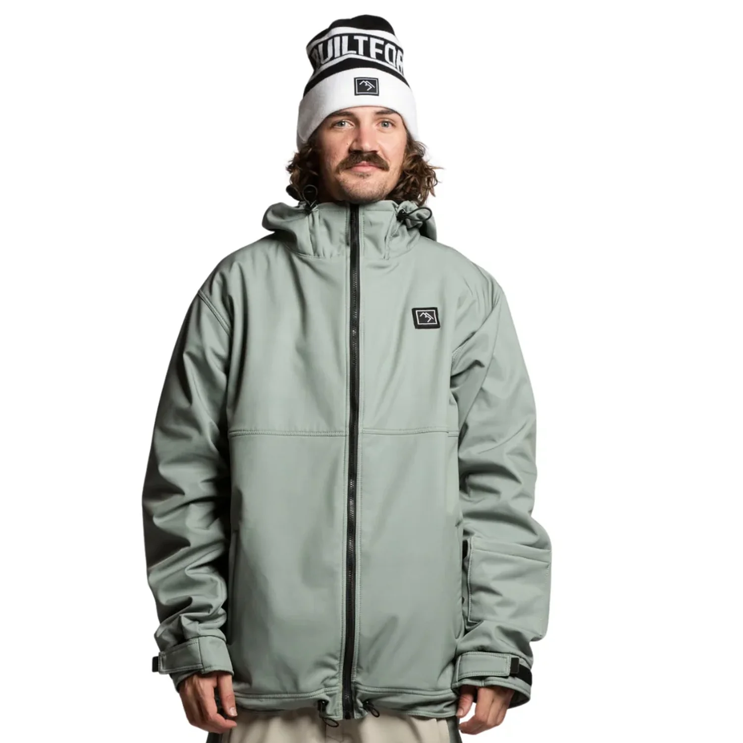 Veste de ski, veste softshell, gris clair, capuche, fermeture éclair