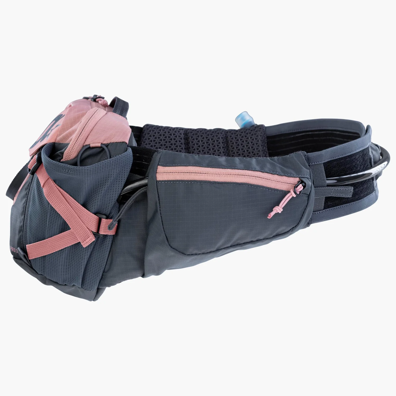 Laufgürtel, Trinkflaschenhalter, Gürteltasche, Dunkelgrau, Rosa Akzente
