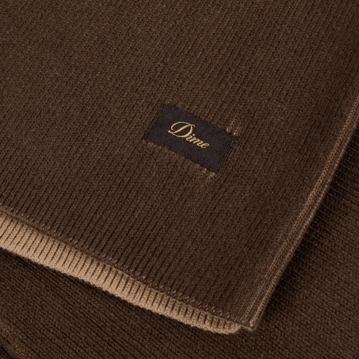 Wolle, Knit, Braun, Patch, Label, Knitwear, Schal, Braun, Rippenmuster, Markenetikett