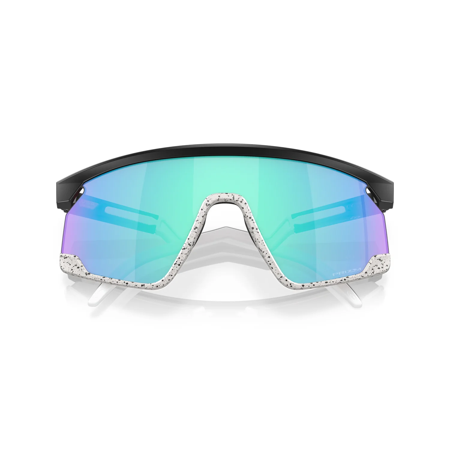 Lunettes de soleil de sport, verres miroités, verres turquoise, monture blanche, verres panoramiques