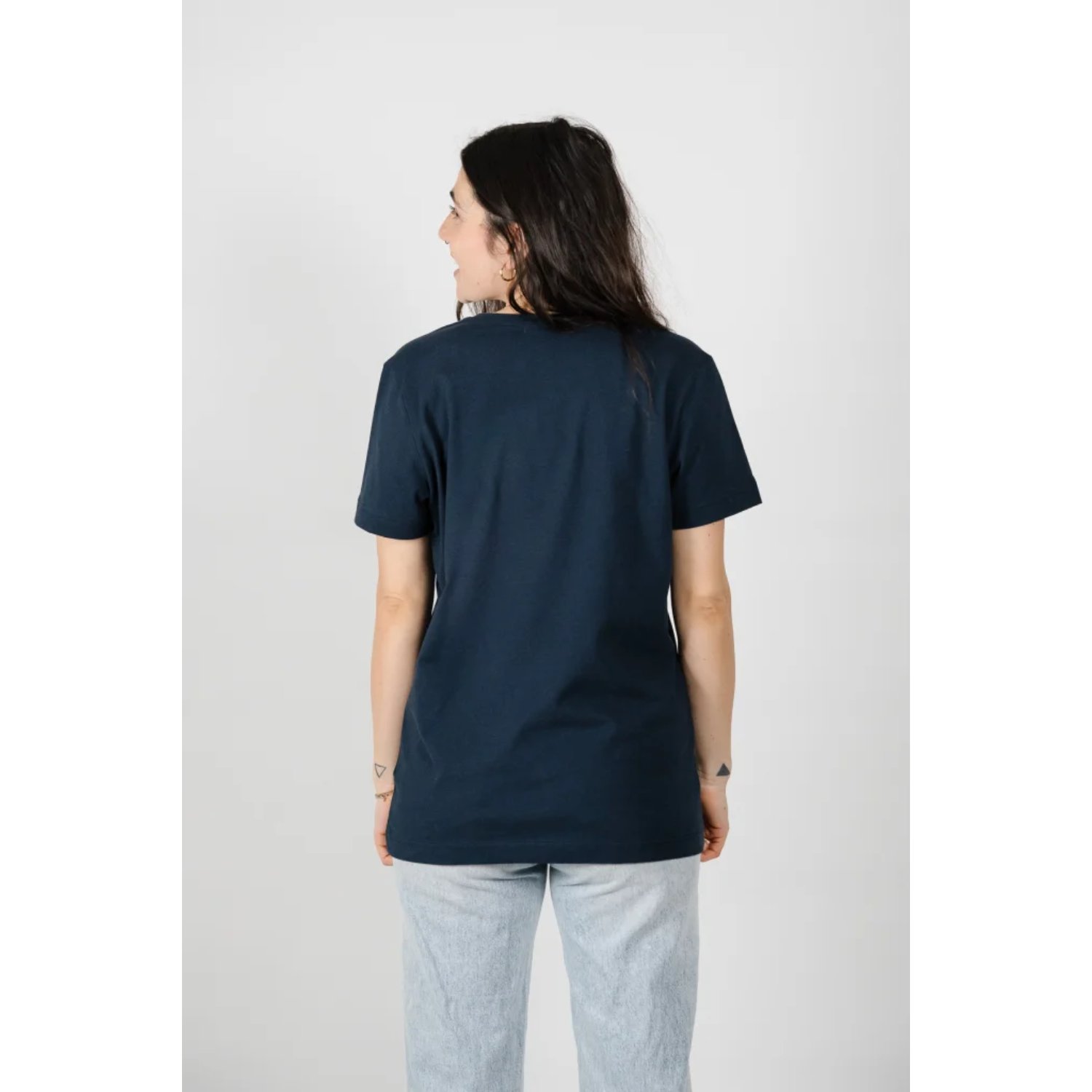 T-Shirt, kurzarm, navy, Rückansicht, Baumwolle