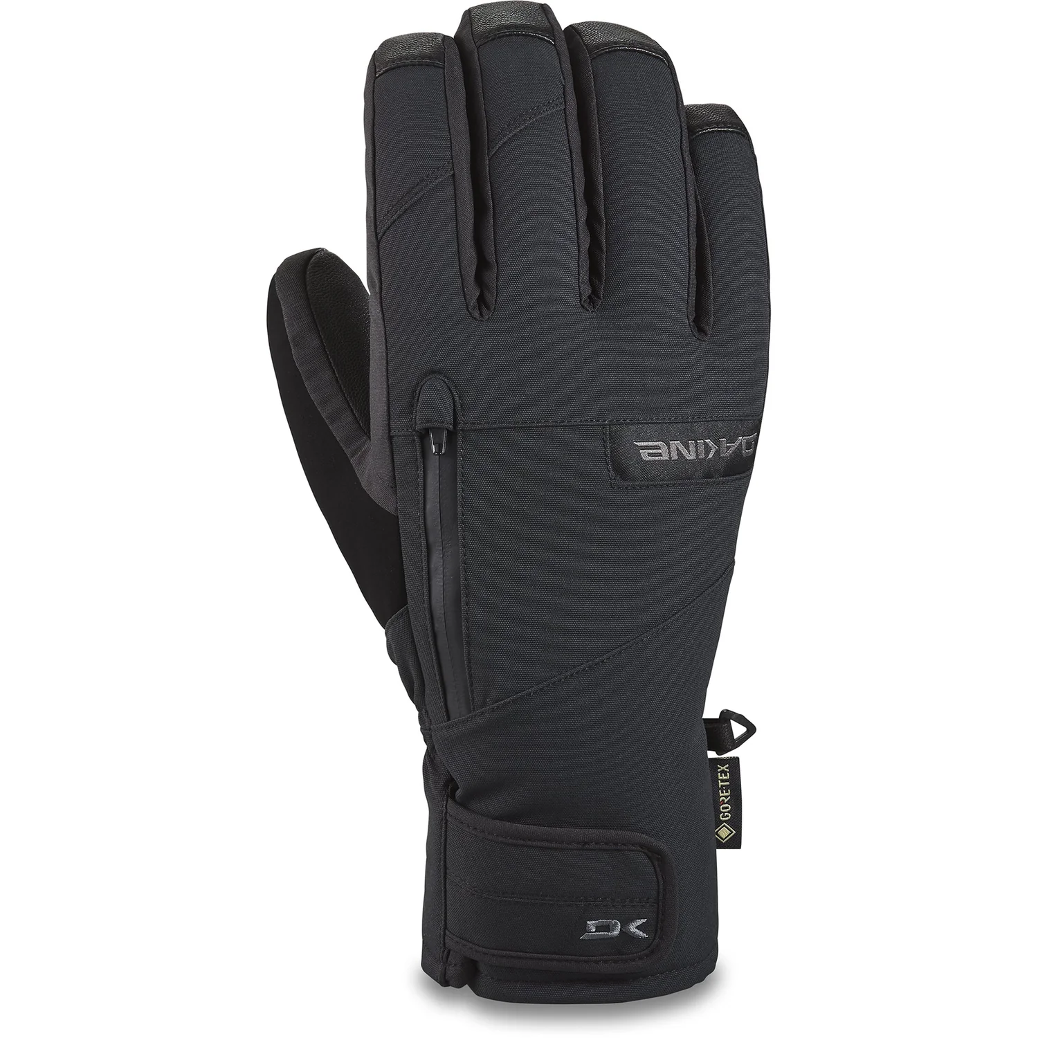 Leather Titan Gore-Tex Shrt Schwarzer Handschuh, Skihandschuh, GORE-TEX, Reißverschlusstasche, Klettverschluss