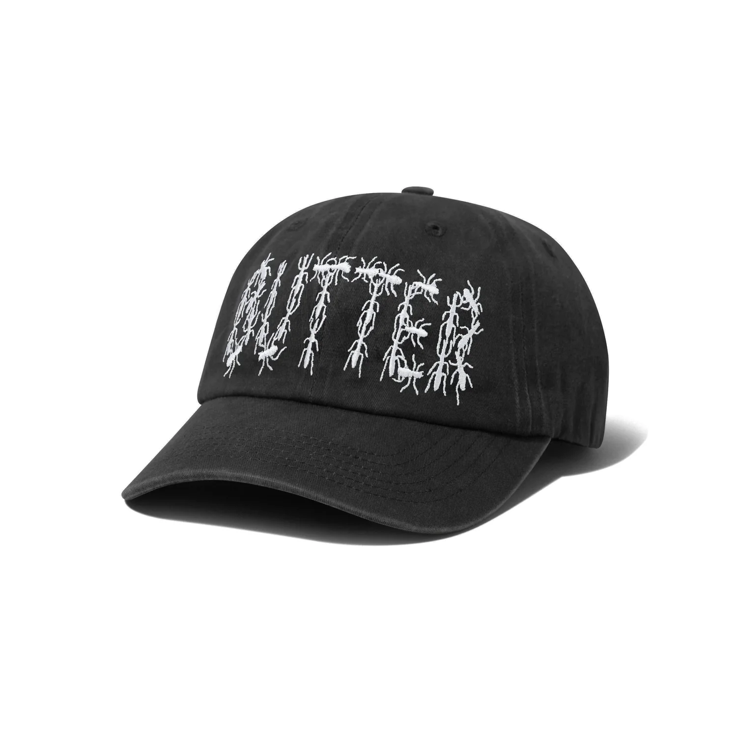 Ants 6 Panel Cap Basecap, Schwarz, Gebogener Schirm, Stickerei, Baumwolle