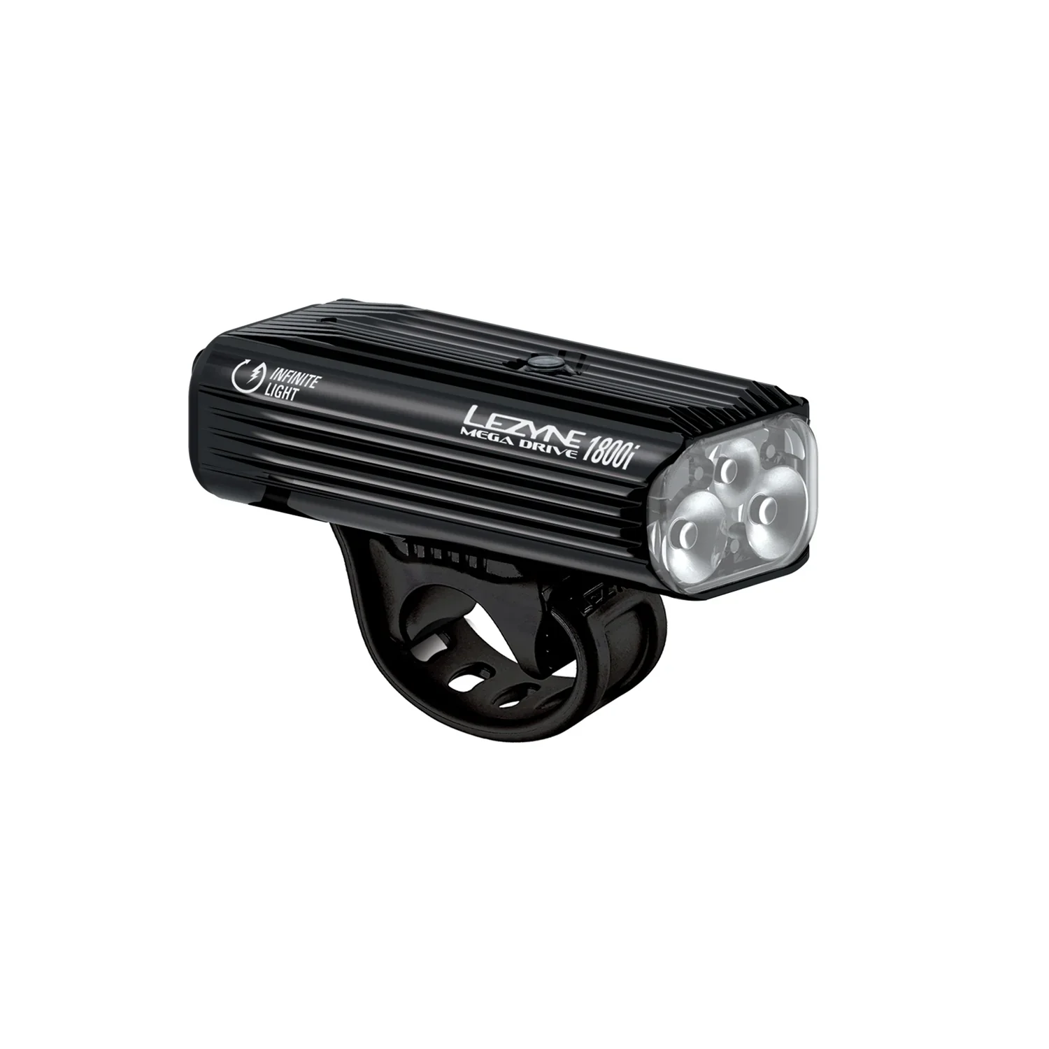 Mega Drive 1800i Smart Fahrradlampe, LED-Frontlicht, Lenkerhalterung, schwarzes Gehäuse, USB-aufladbar