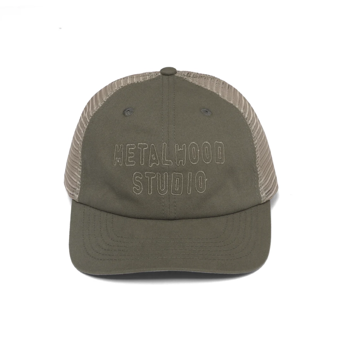 Cutie 6 Panel Trucker Hat Metalwood Studio Cutie 6 Panel Trucker Hat Olive