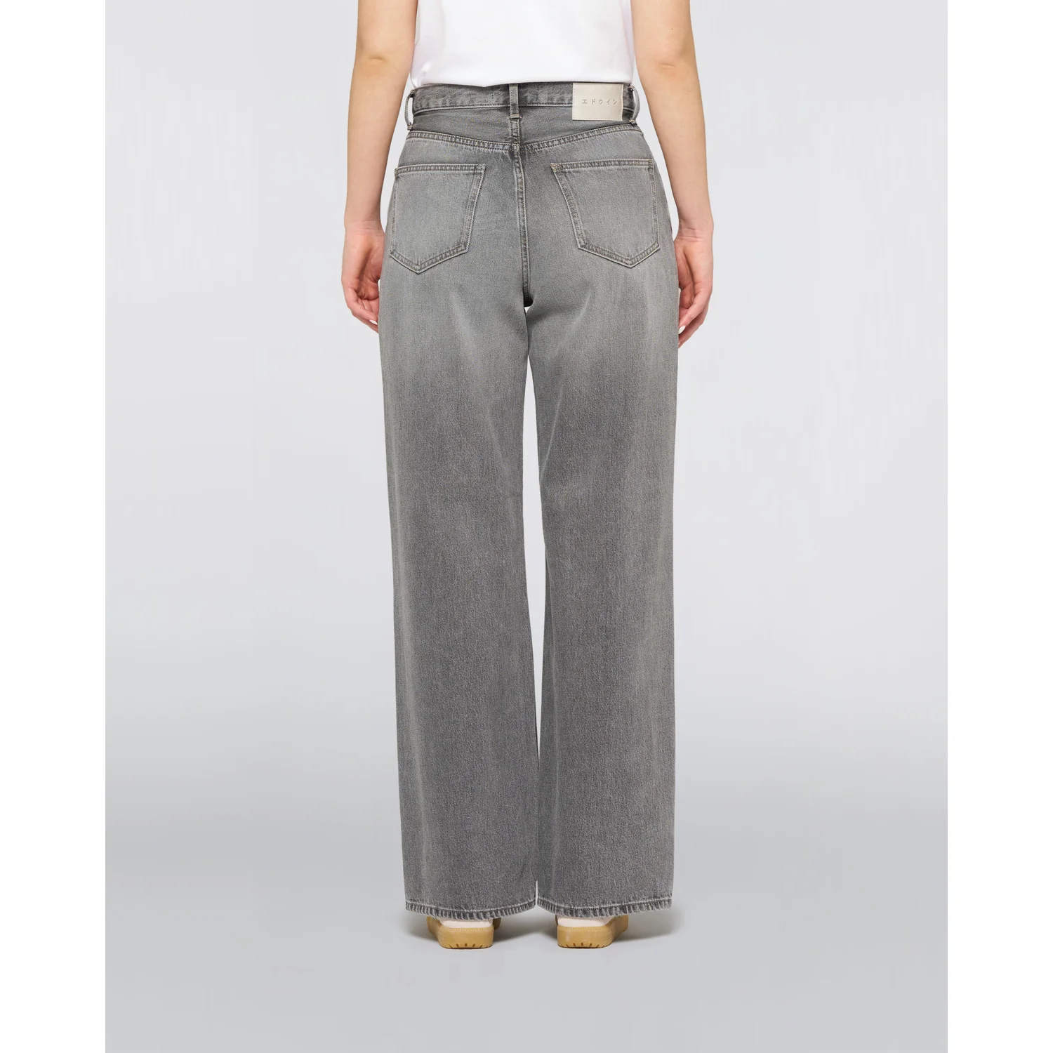 W' Olivia Pant Jeans, Grau, Weites Bein, Denim, Gesäßtaschen