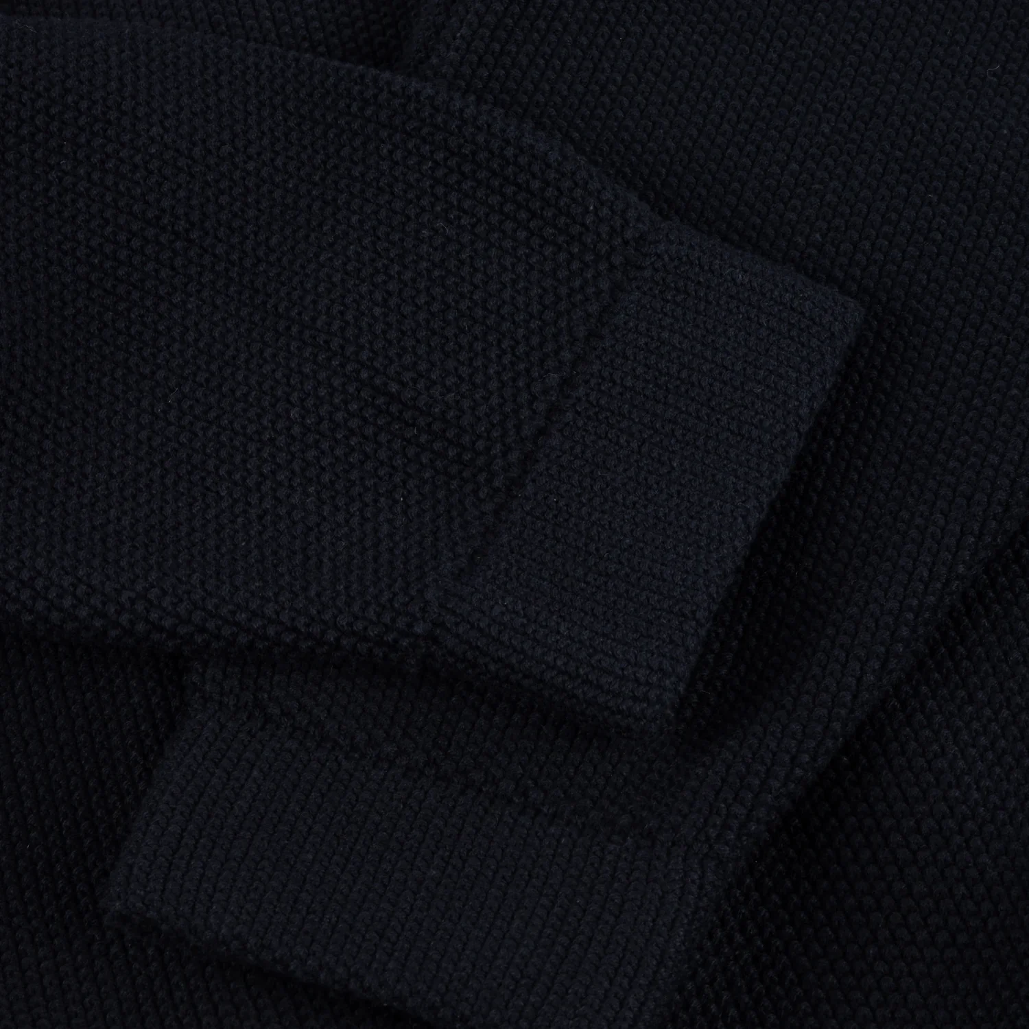 Knitted Pique Zip Sweater Strickpullover, schwarz, Strickstoff, strukturierte Maschen