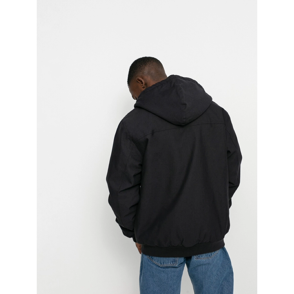 Sweat à capuche, veste noire, veste en molleton à capuche, doudoune, vue de dos