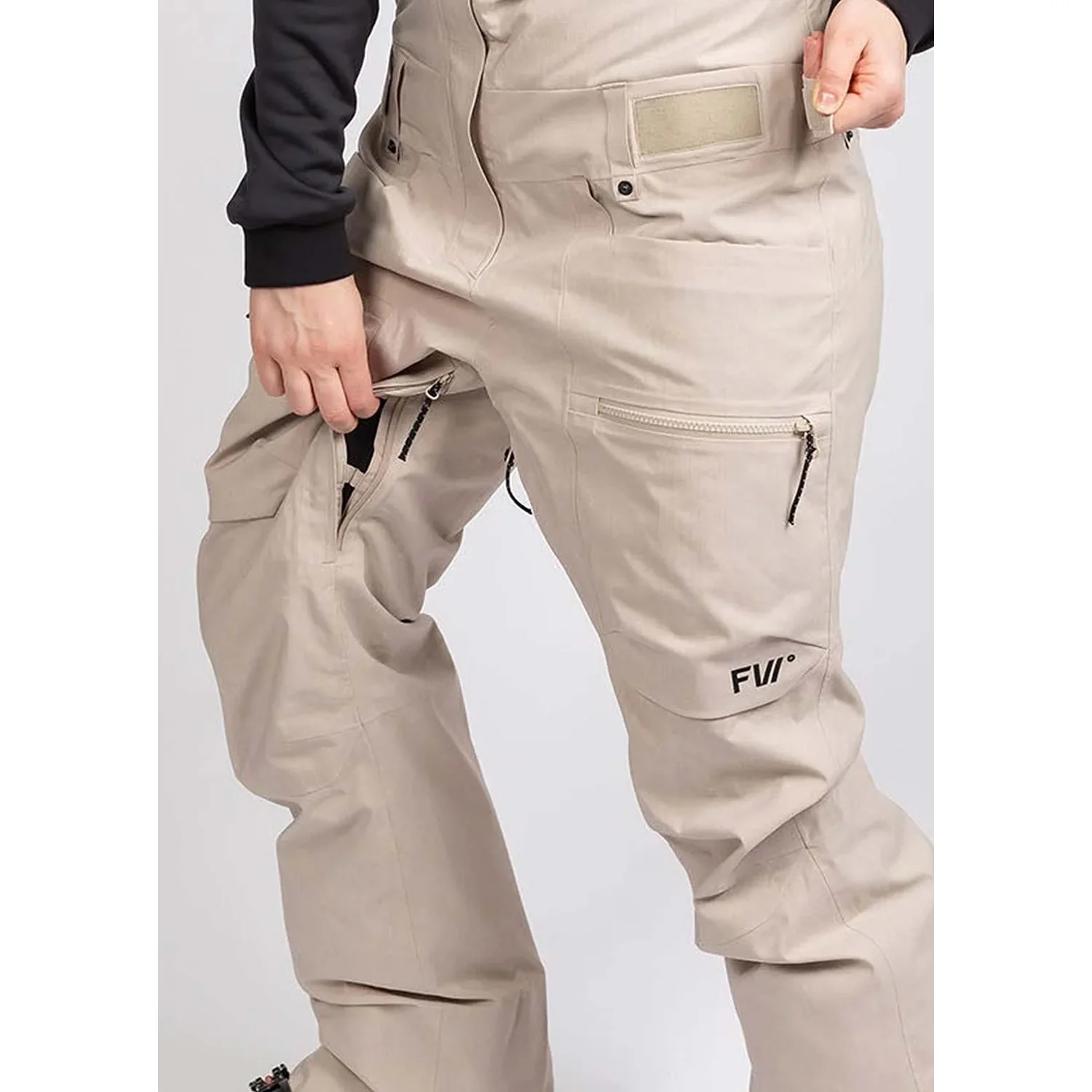 Skihose, Beige, Cargo-Taschen, Reißverschlusstaschen, Verstärkte Knie