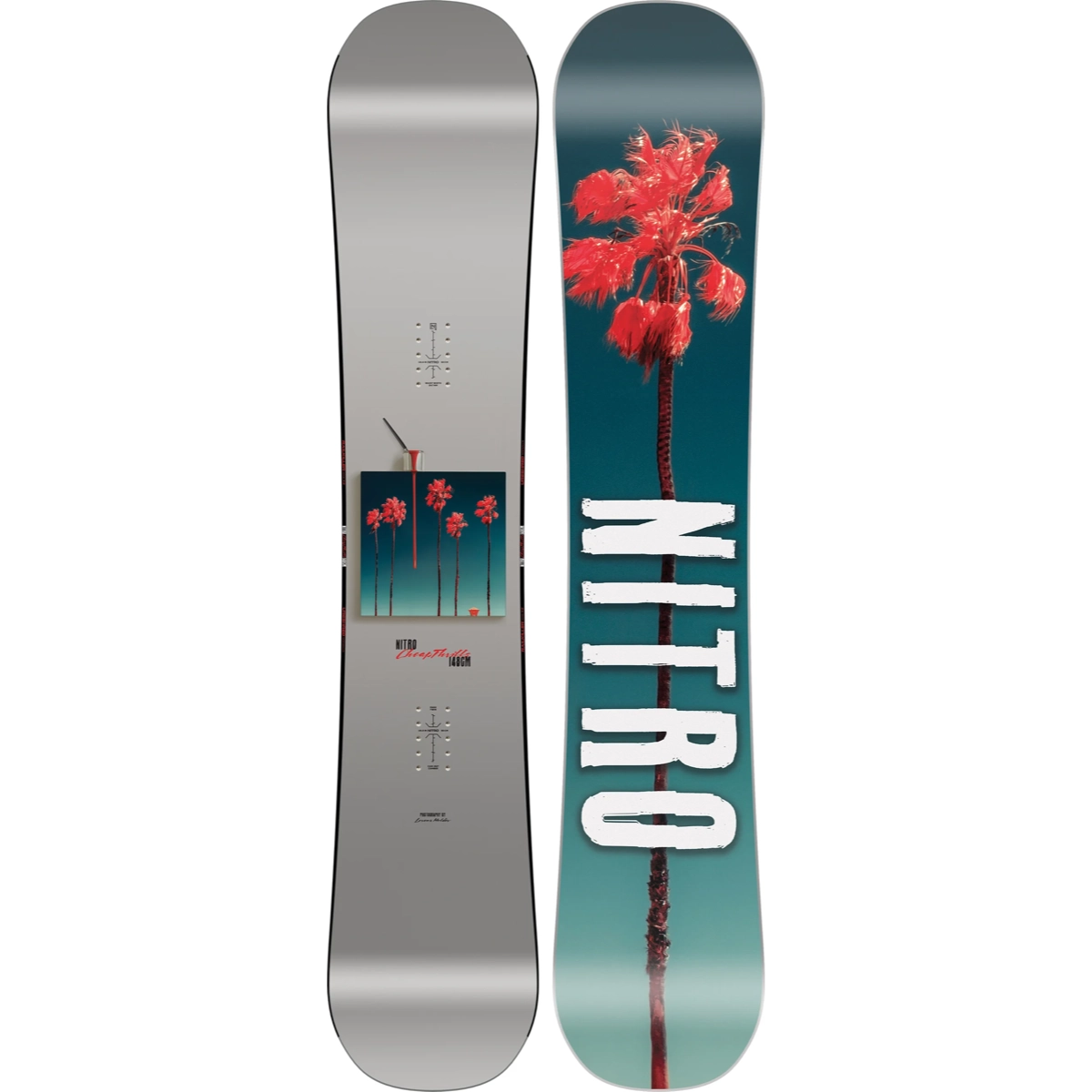 snow?, snow?, board, longboard, graphic-?, snowboard, twin tip, palm tree, graphic, gradient Silver