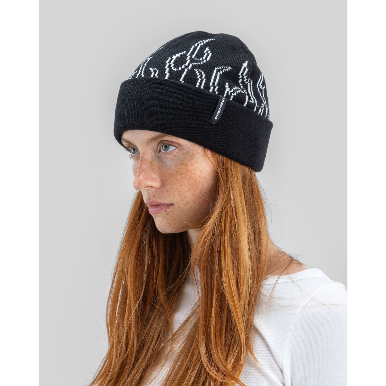 00S Flame Beanie Bonnet, bonnet en laine, bonnet tricoté, noir, couvre-chef