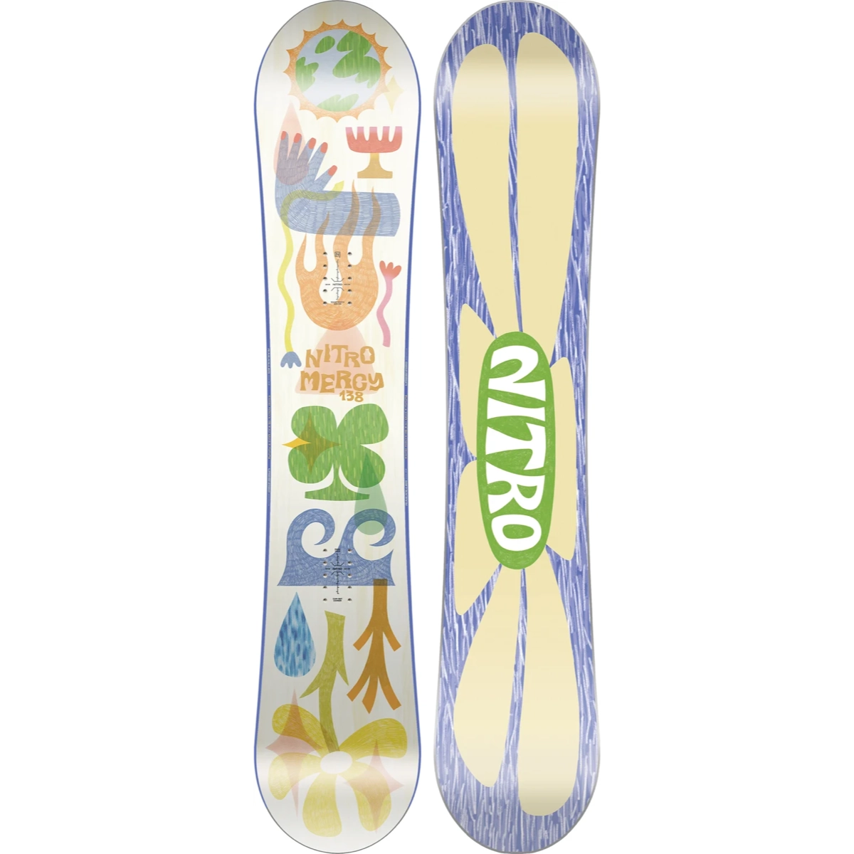 Mercy W's Snowboard, Grafiken, Bunt, Beidseitig, NITRO MERCY 138, Snowboard, Grafik, Muster, Zweites Board, Bunt