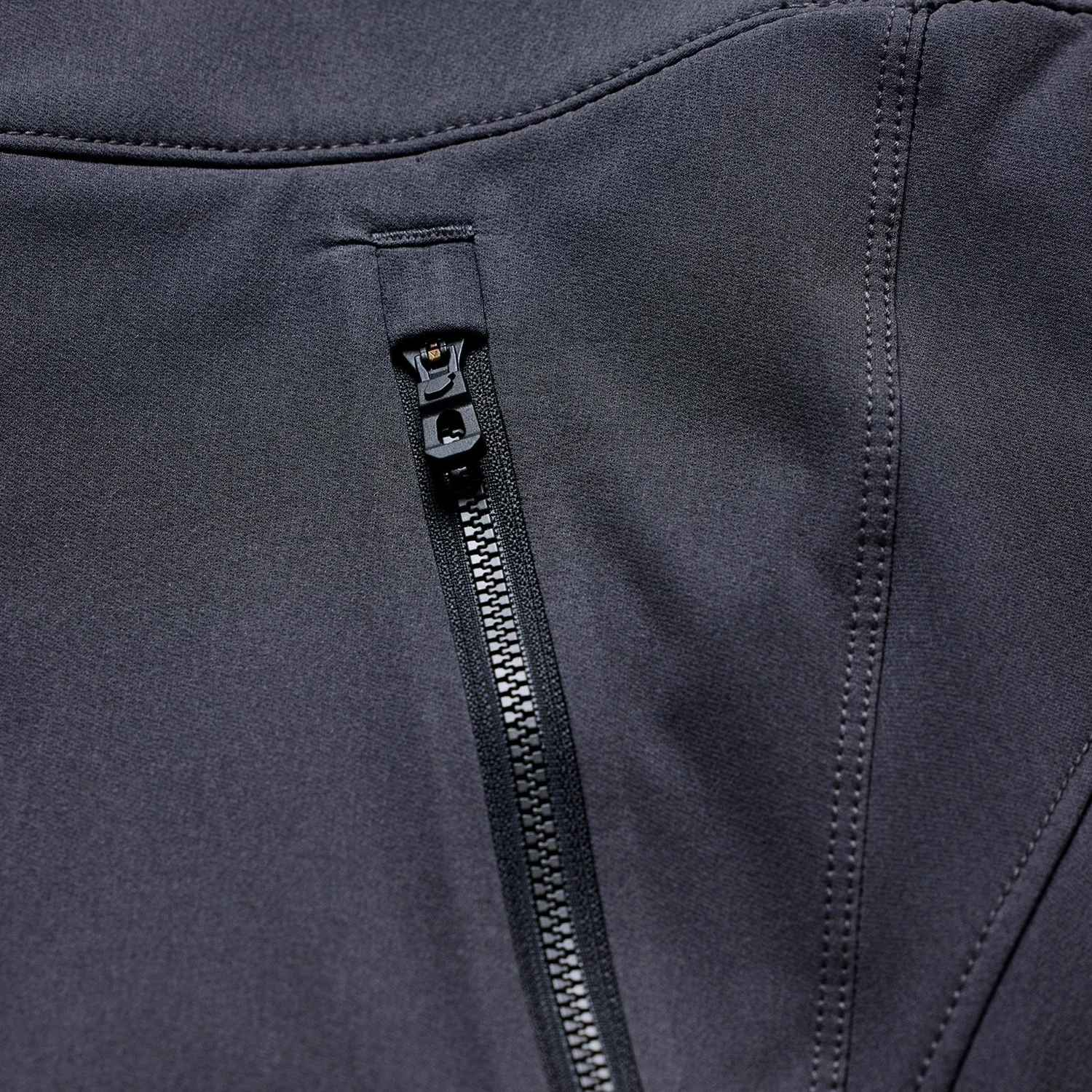 Veste, gris foncé, fermeture éclair, col montant, double couture