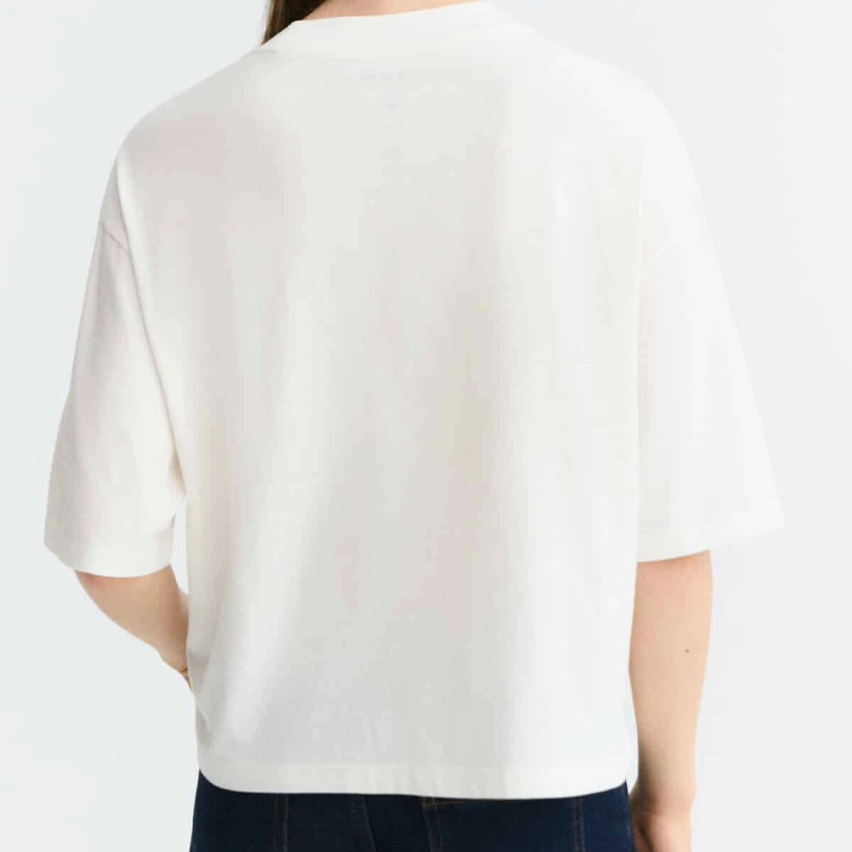 T-shirt, vue de dos, blanc, manches courtes, coupe ample
