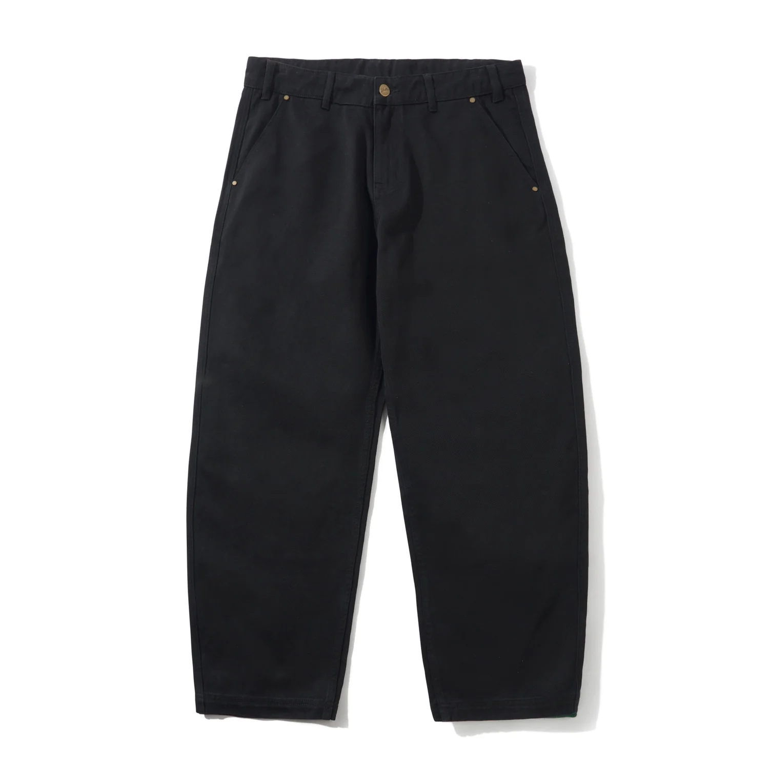 Work Pants Schwarze Hose, Weite Passform, Baumwollhose, Seitentaschen, Gürtelschlaufen