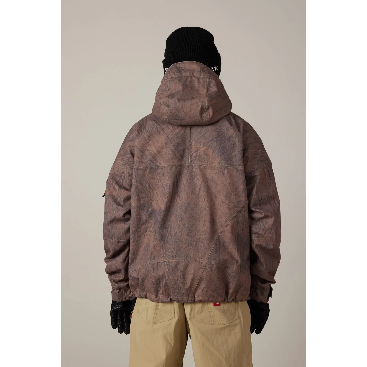 Jacke, Kapuze, Braun, Muster, Windjacke