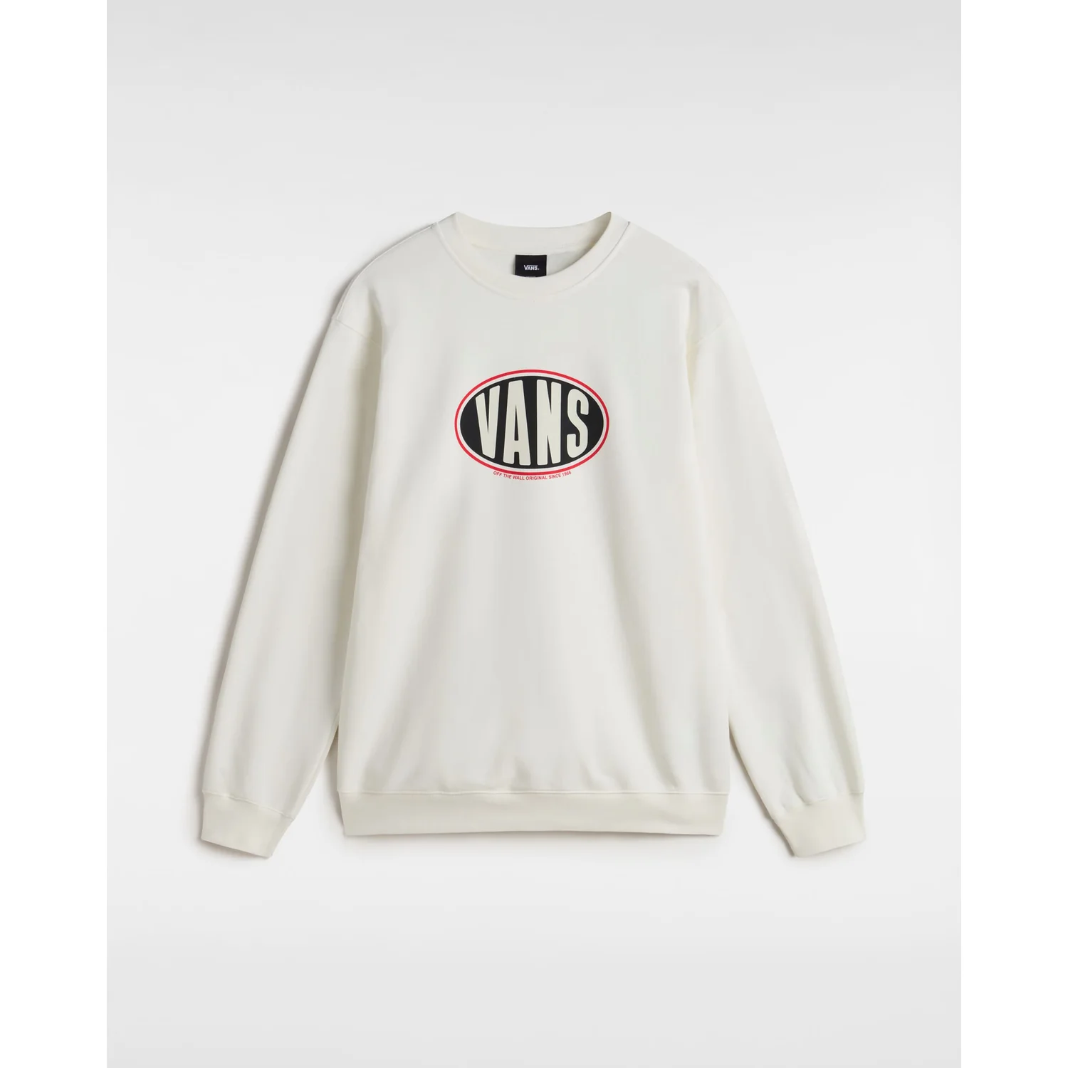 Spray On Loose Crew Sweatshirt, Langarm, Rundhalsausschnitt, Cremeweiß, Logodruck