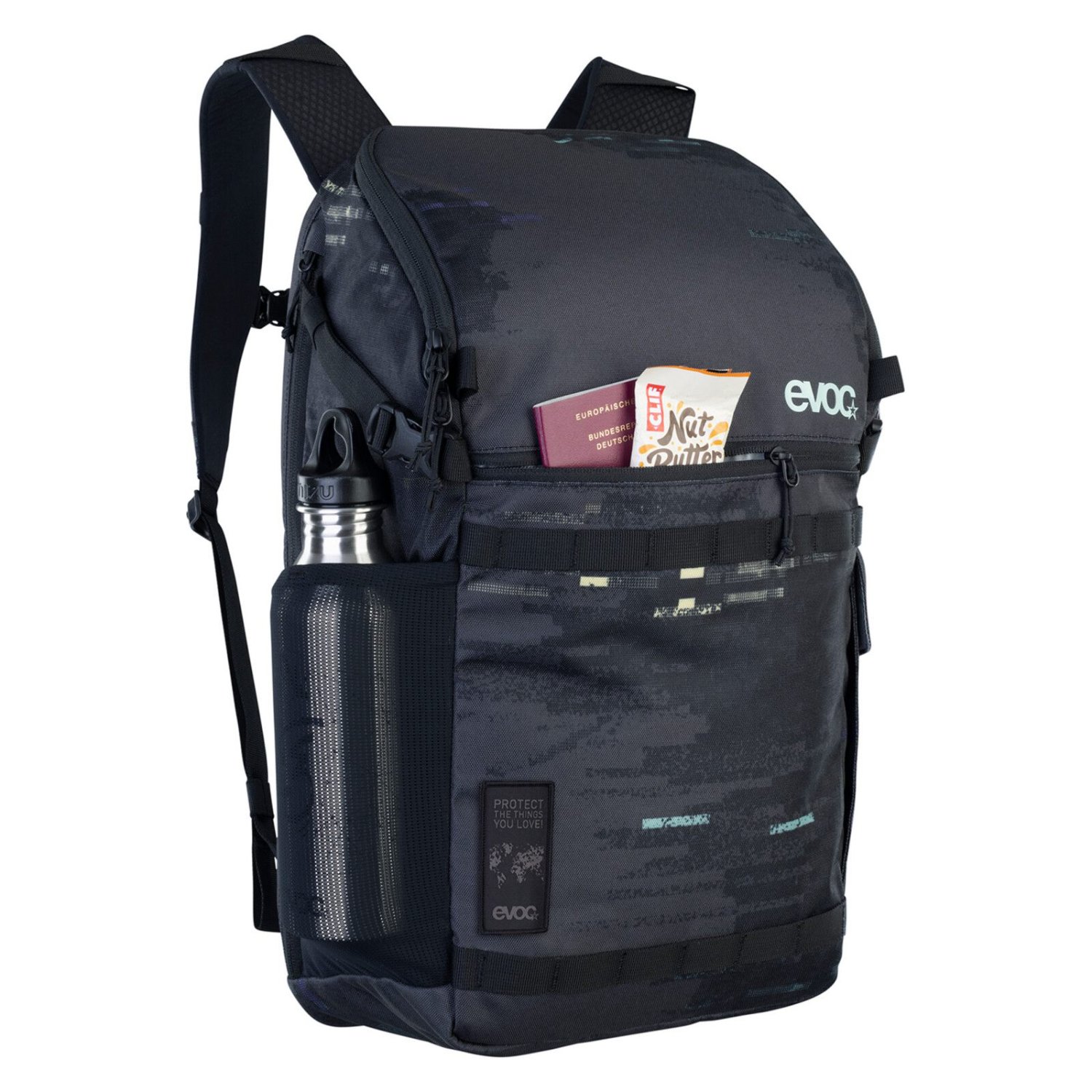 Travel Backpack 22 Rucksack, Rucksack, Flaschenhalter, Vortasche, Tarnmuster