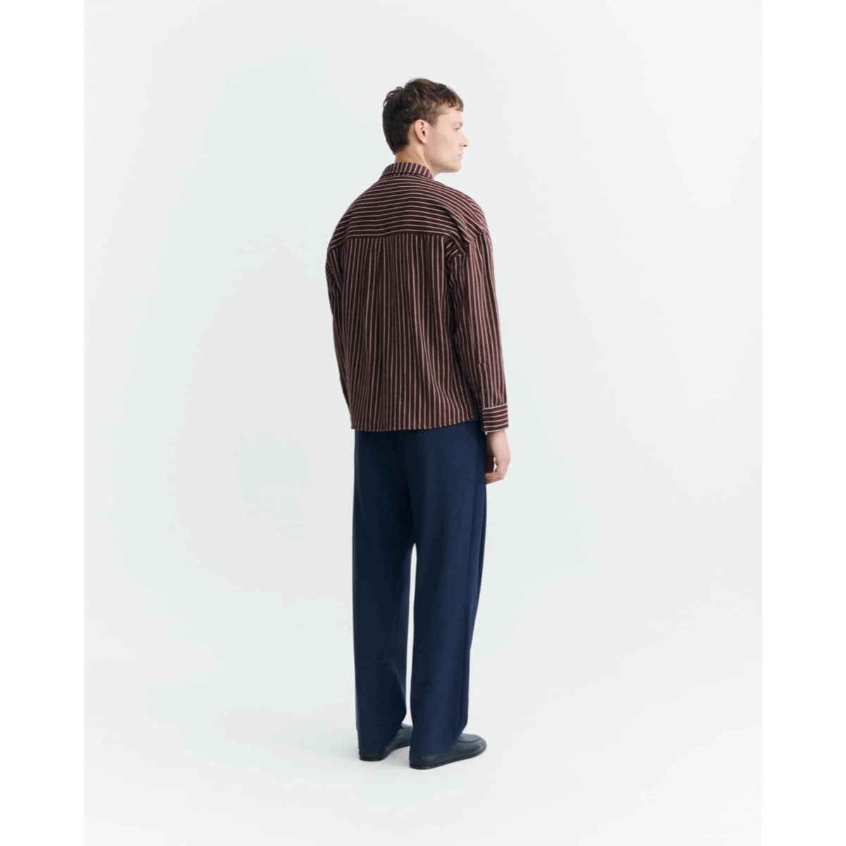 shirt, gestreift, kollektor, langarm, braun, Hemd, Gestreift, Langarm, Baumwolle, Dunkelblau