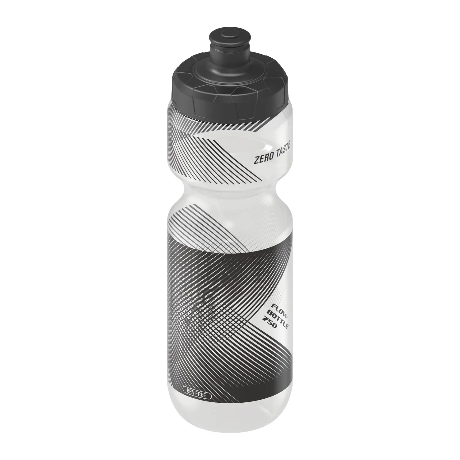 Flow Bottle 750ml Trinkflasche, Kunststoff, weiß-schwarz, Sportverschluss, Streifenmuster