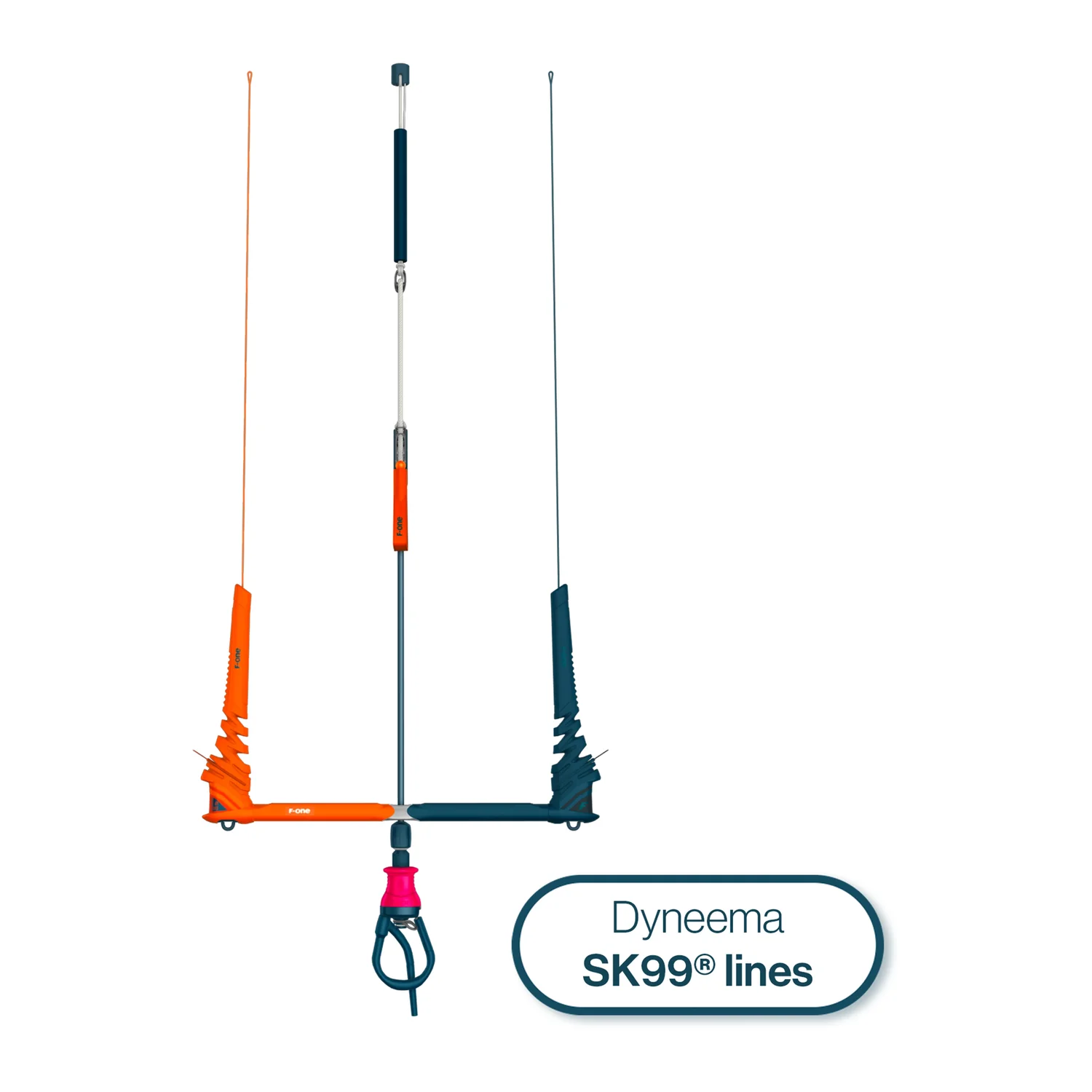 Linx Bar 4 Lines SK99 45/38 Lignes de kitesurf, lignes en Dyneema, fibres SK99, orange et turquoise, système de barre réglable