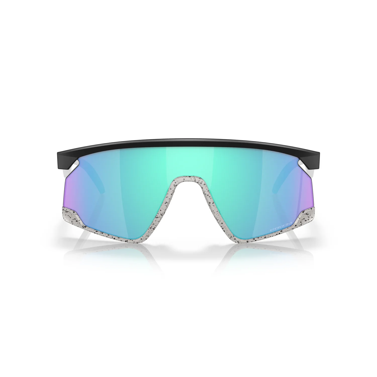 BXTR Lunettes de sport, verres miroités, dégradé turquoise-violet, monture noire, motif moucheté