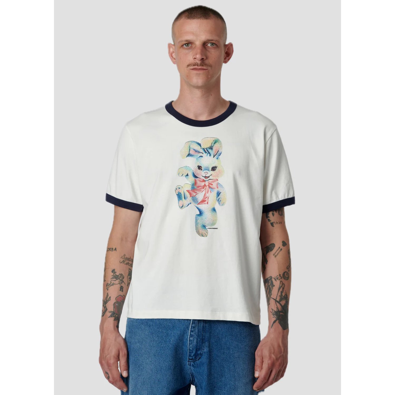 Bunny Ringer Tee Shirt Knit t-shirt, graphic, bear, white, short-sleeve, T-Shirt, Ringer-Tee, Graphic Tee, Kurzarm, Weiß
