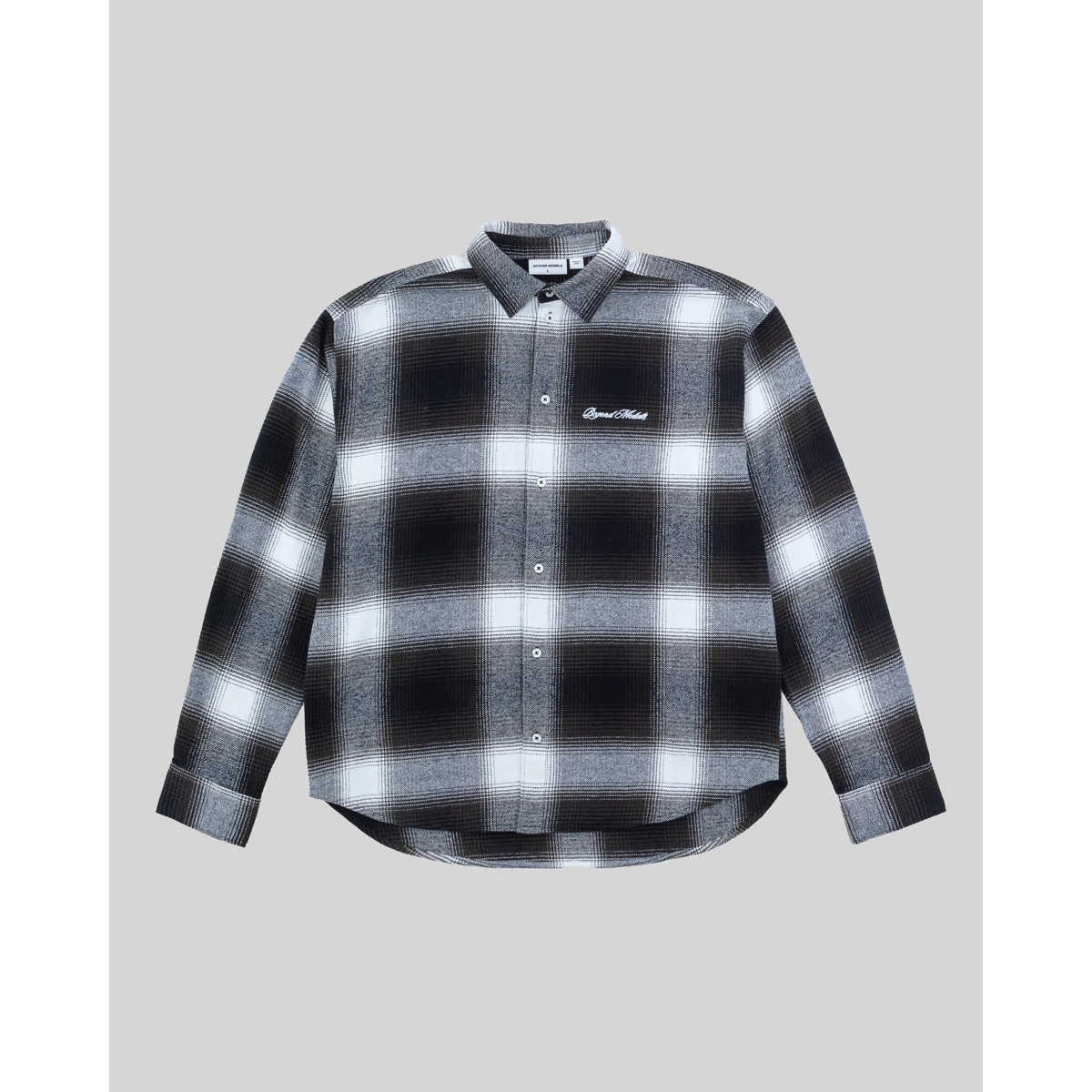Flanellhemd, Karomuster, Knopfhemd, Langarm, Grau-schwarz, Plaidhemd, Flanell, Hemd mit Knöpfen, Langarm, Grau-Schwarz