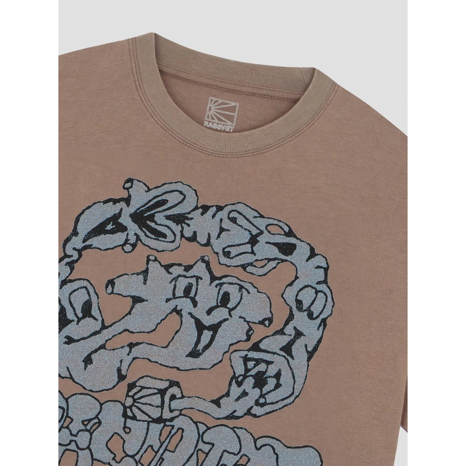 Tee, T-Shirt, Rundhals, Graffitidruck, hellbraun, t-shirt, graphic, crewneck, braun, print