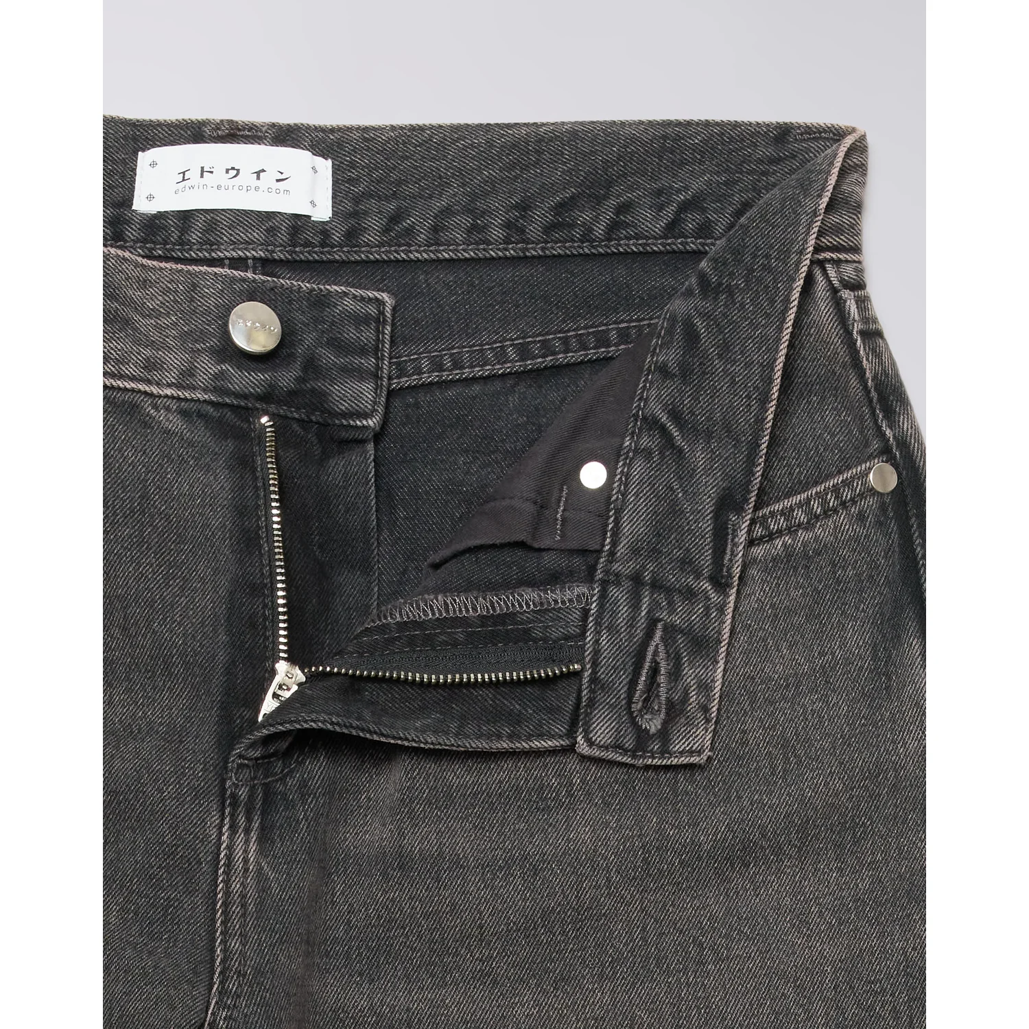 W' Lexie Pant Jeans, Schwarzer Denim, Reißverschluss, Knopfverschluss, Used-Waschung