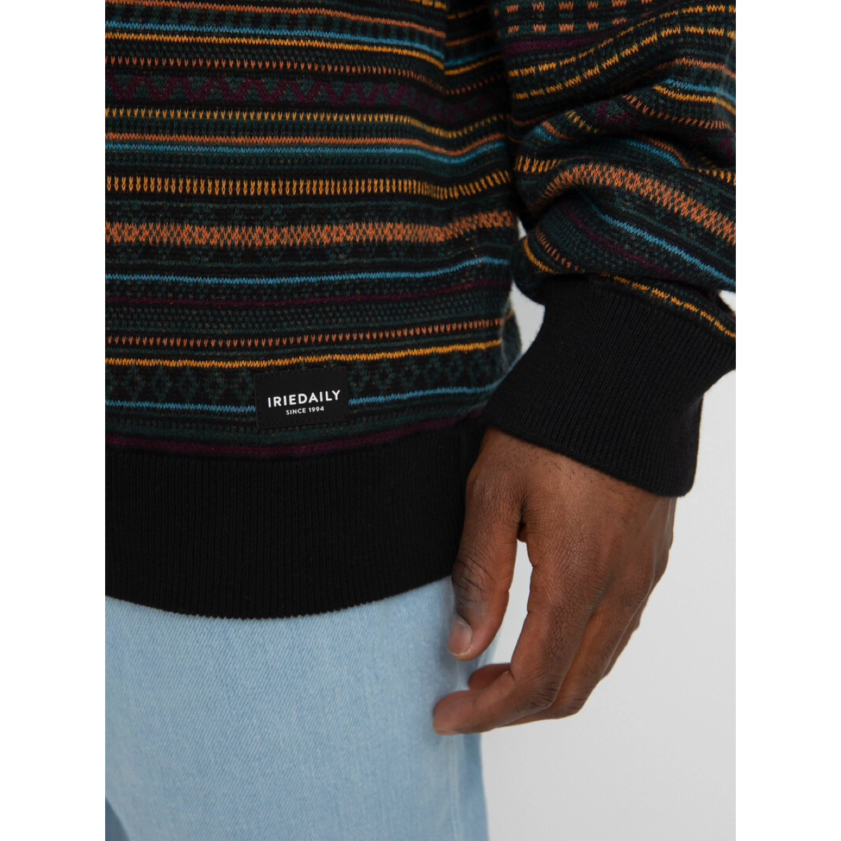 Mineo Knit pull, tricot, multicolore, bords-côtes aux poignets et à la base, étiquette avec logo