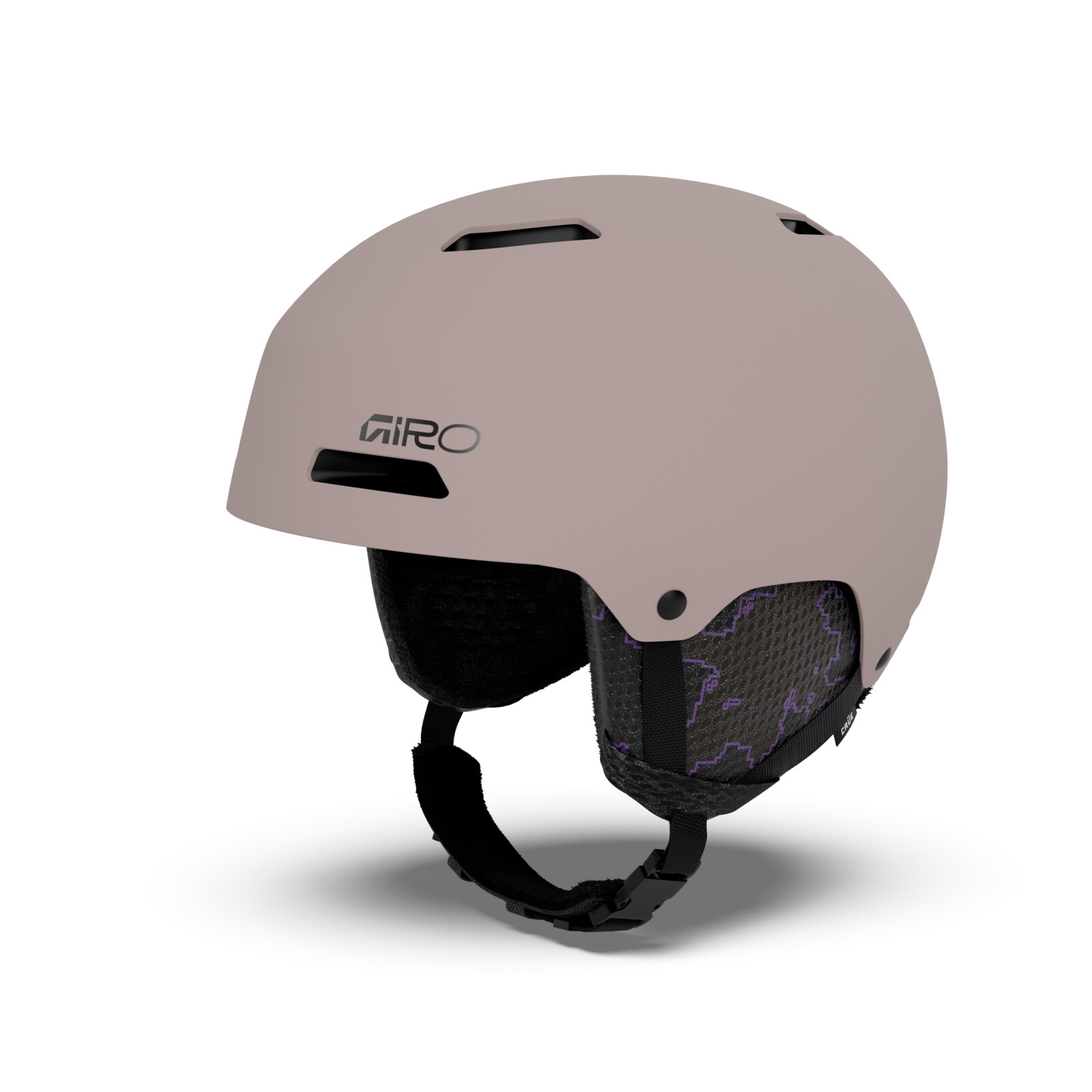 Casque de skate, coque rigide, beige, rembourrage en maille, mentonnière