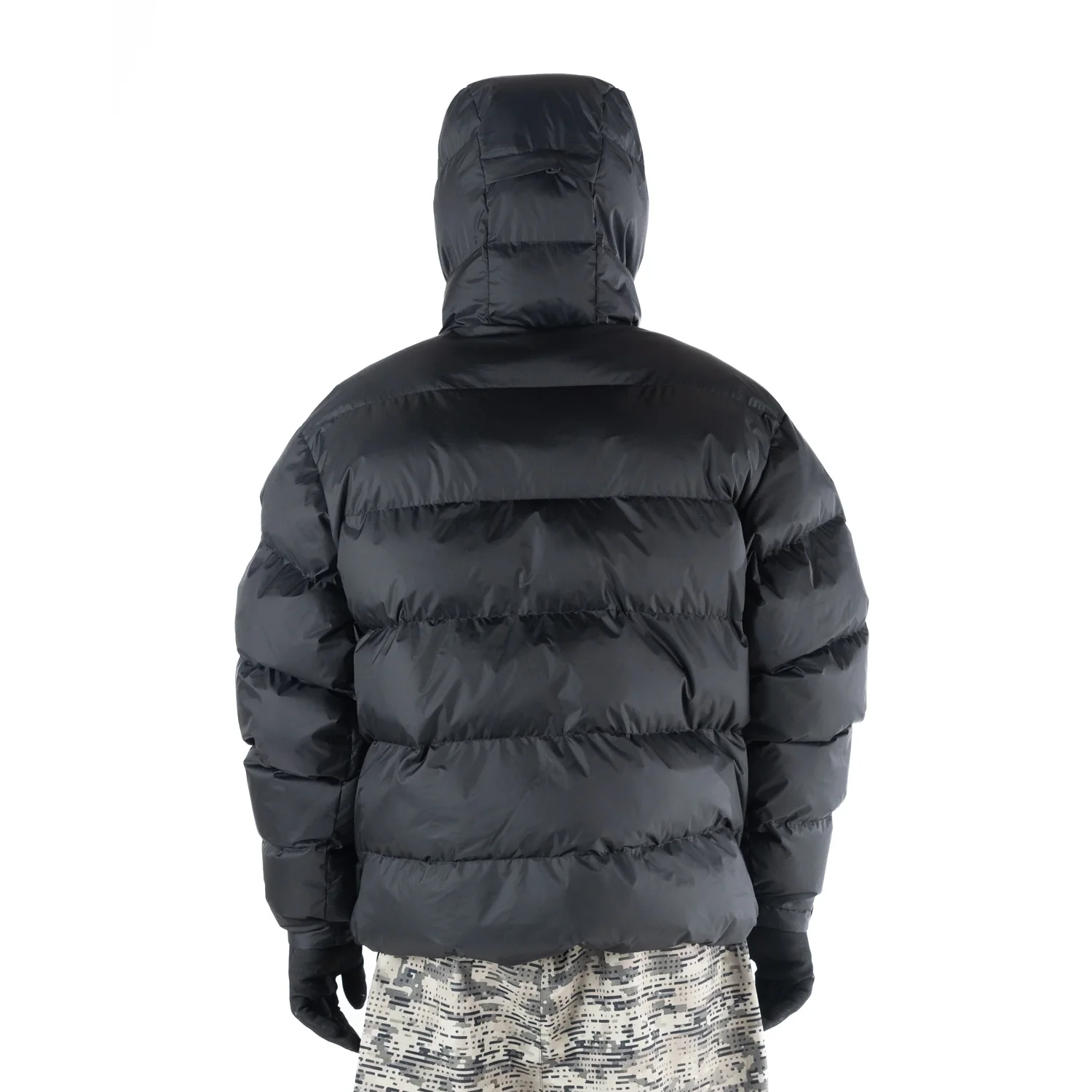 Pufferjacke, Kapuze, Schwarz, Gesteppelt, Winterouterwear, Daunenjacke, Schwarz, Kapuze, Steppjacke, Glänzendes Obermaterial