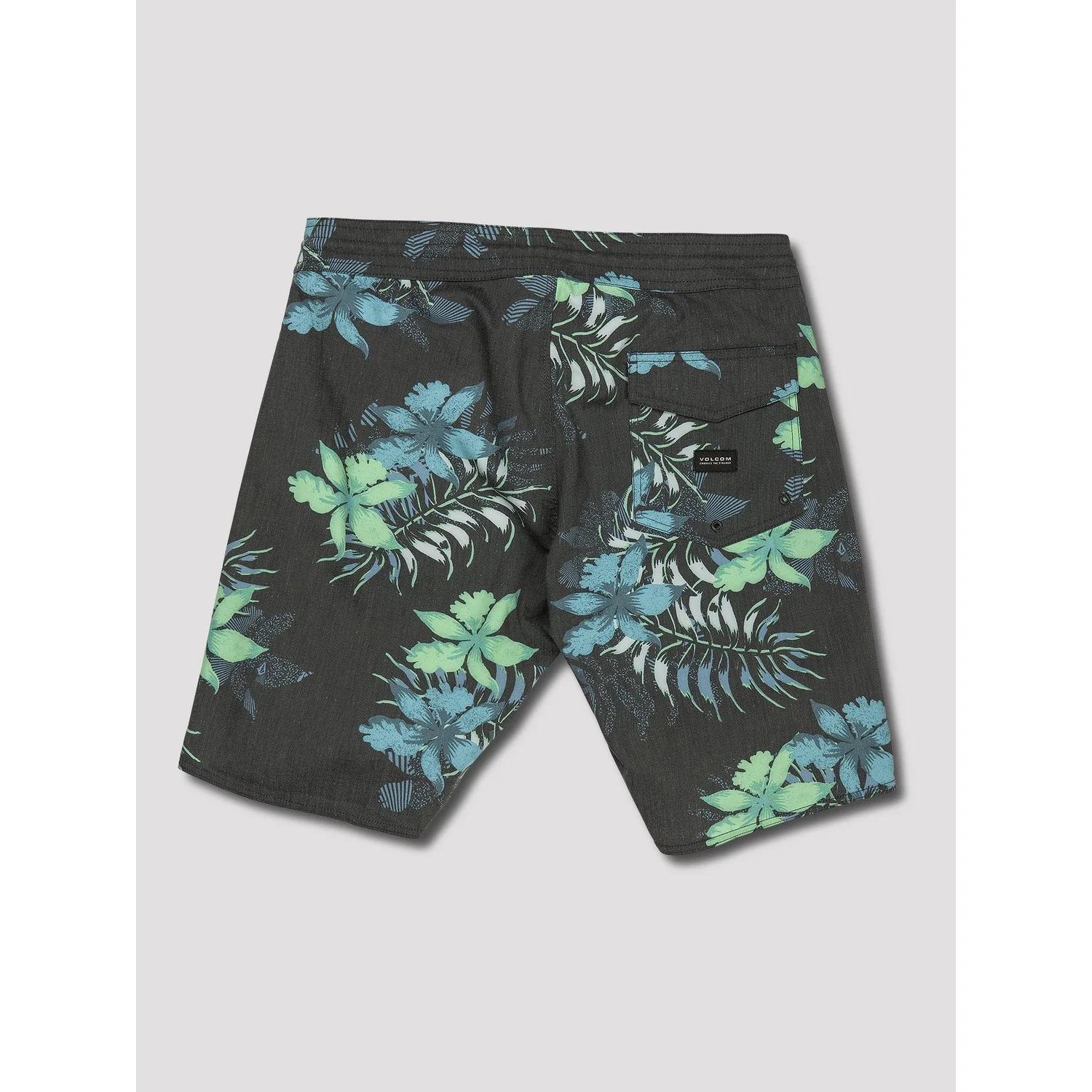 Wave Fayer Stoney 19' Short de surf, gris foncé, motif floral, maillot de bain, poche arrière